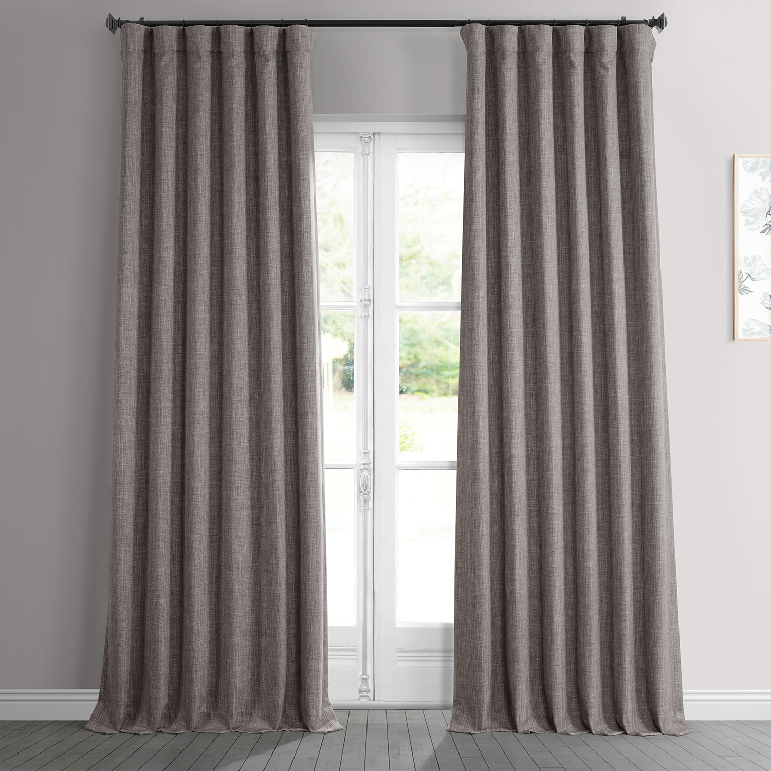 Mink Faux Linen Room Darkening Curtain