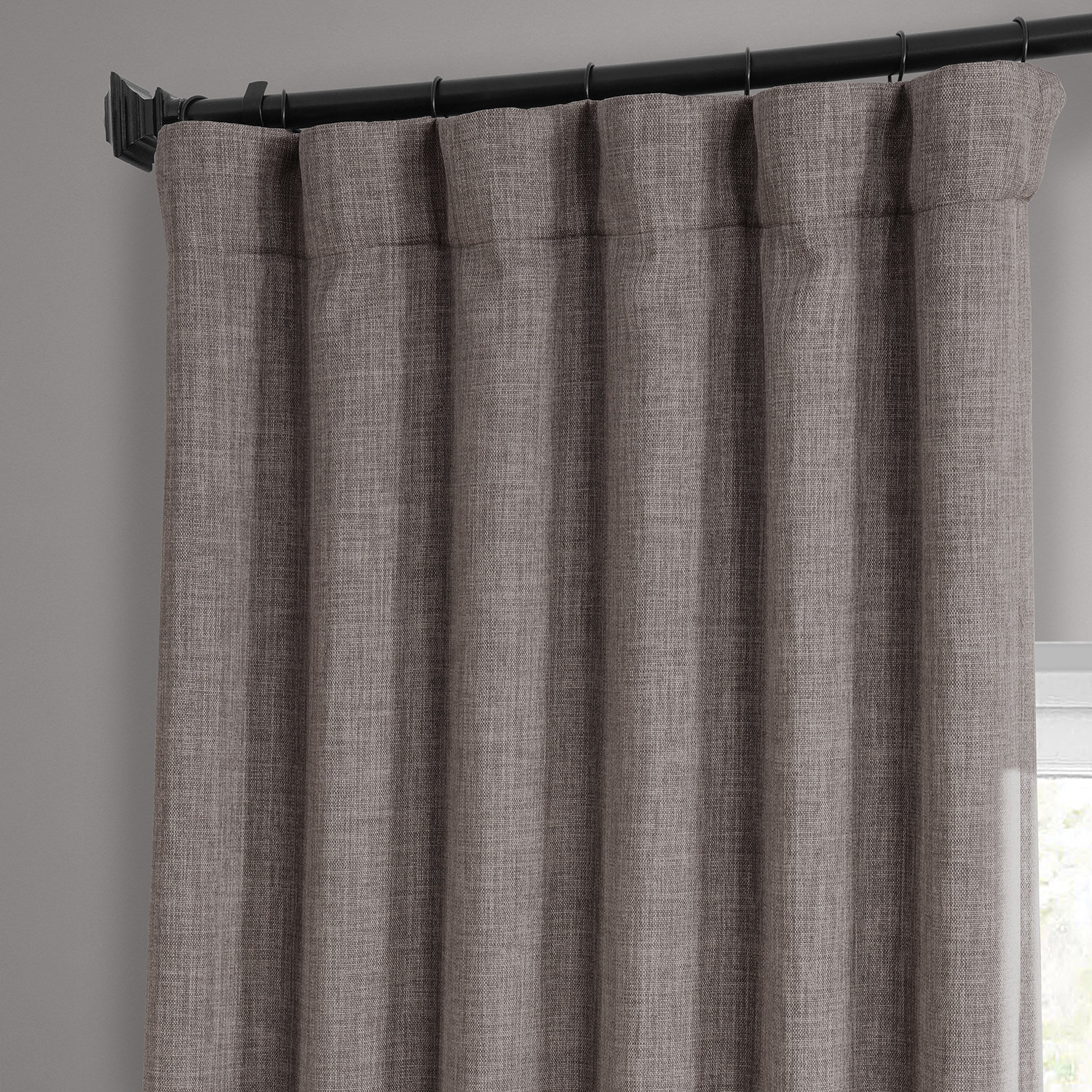 Mink Faux Linen Room Darkening Curtain