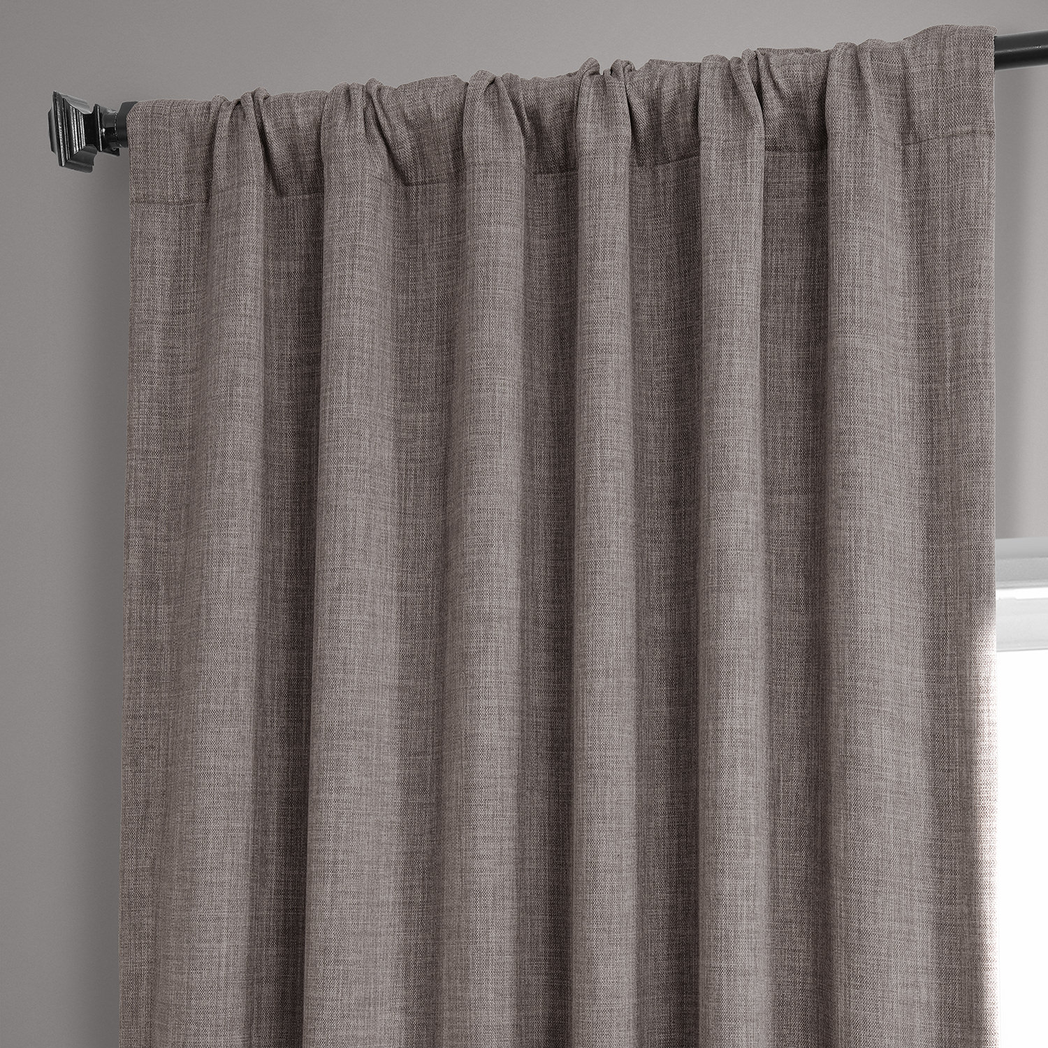 Mink Faux Linen Room Darkening Curtain