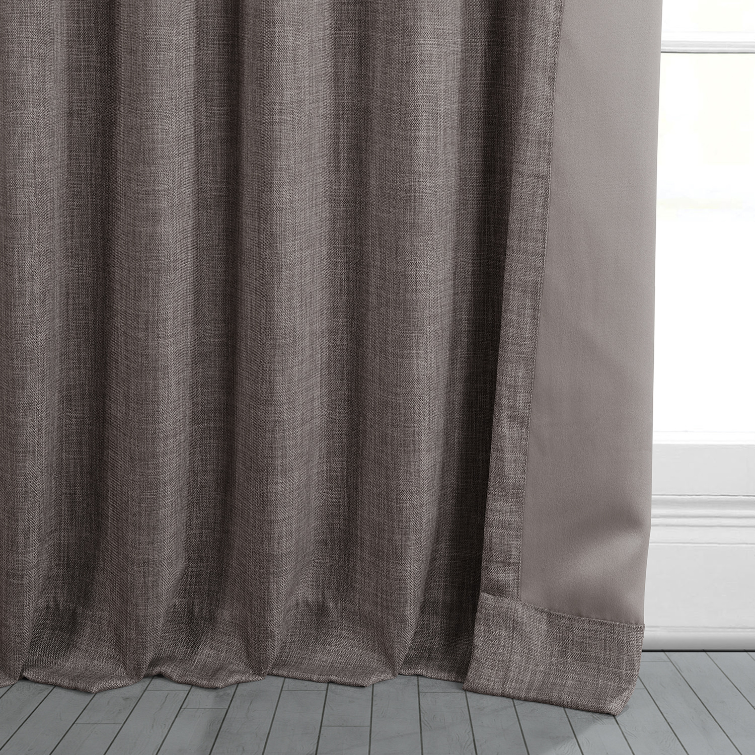 Mink Faux Linen Room Darkening Curtain