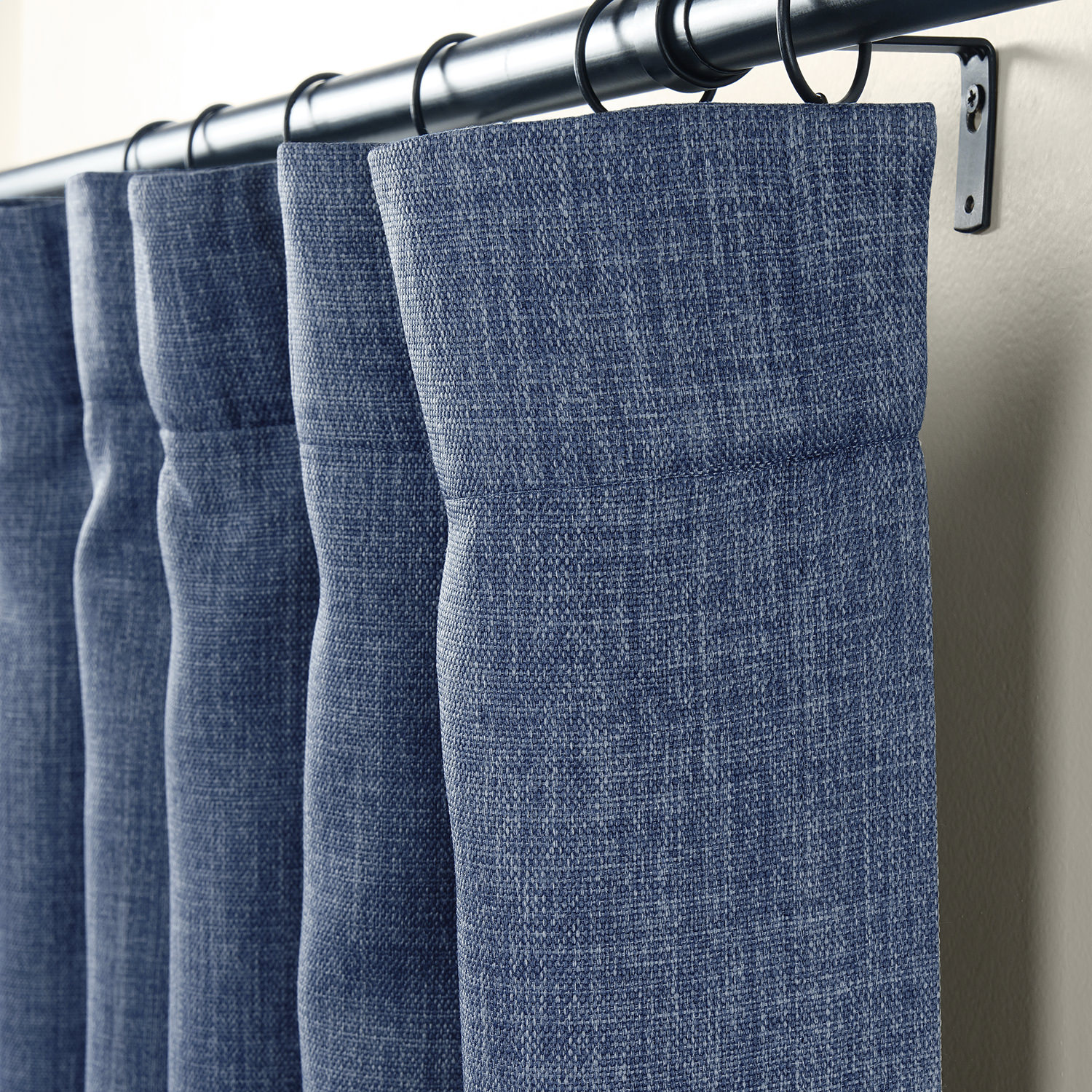 Denim Faux Linen Room Darkening Curtain