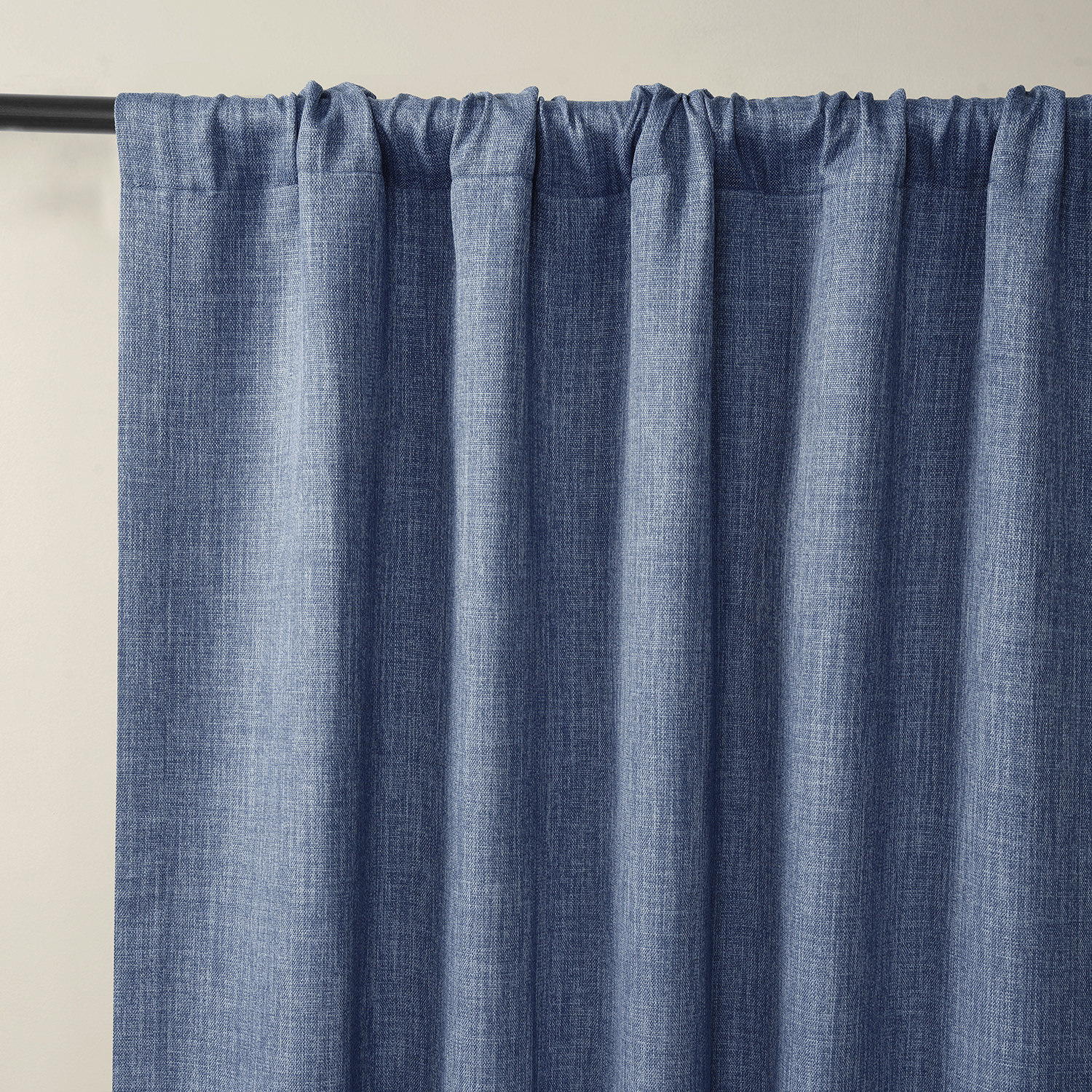 Denim Faux Linen Room Darkening Curtain