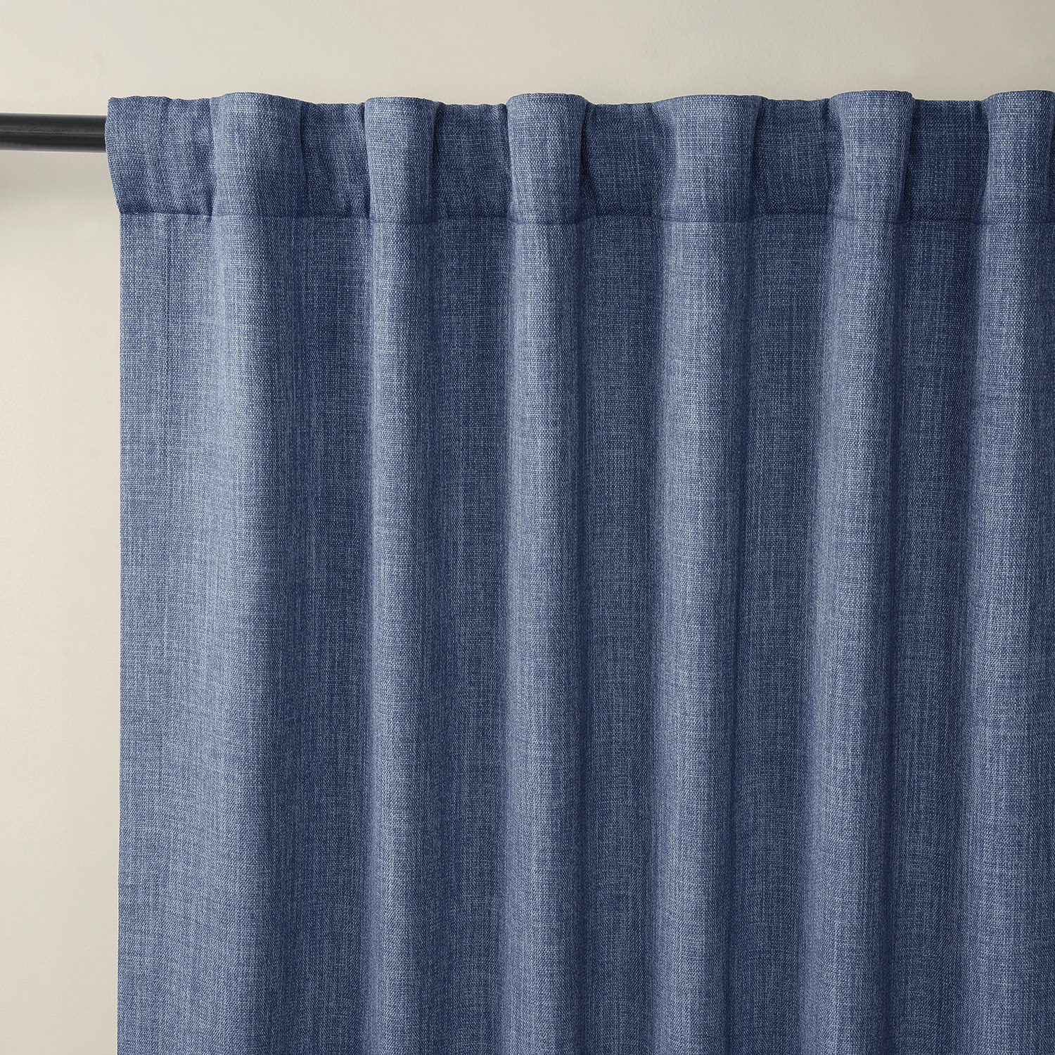 Denim Faux Linen Room Darkening Curtain