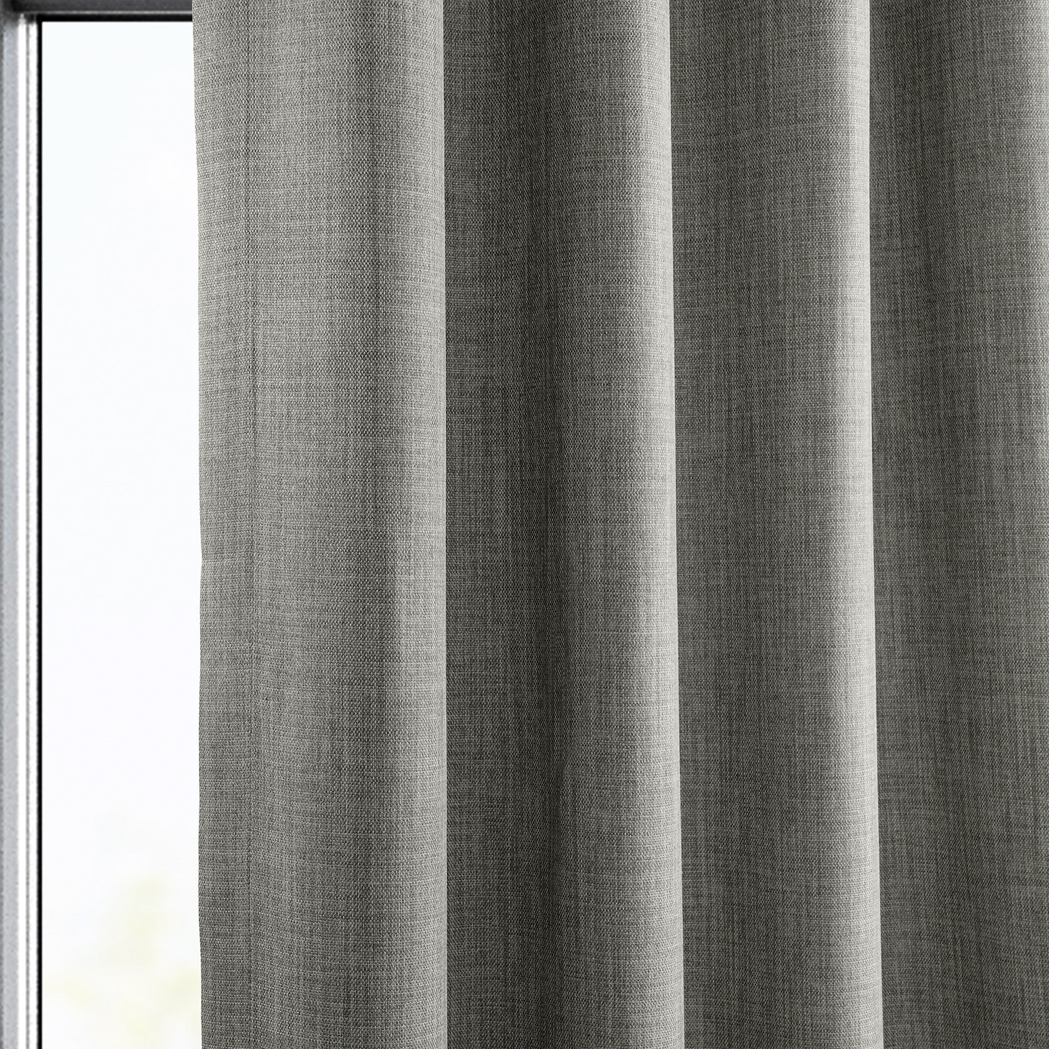 Blazer Grey Faux Linen Grommet Room Darkening Curtain