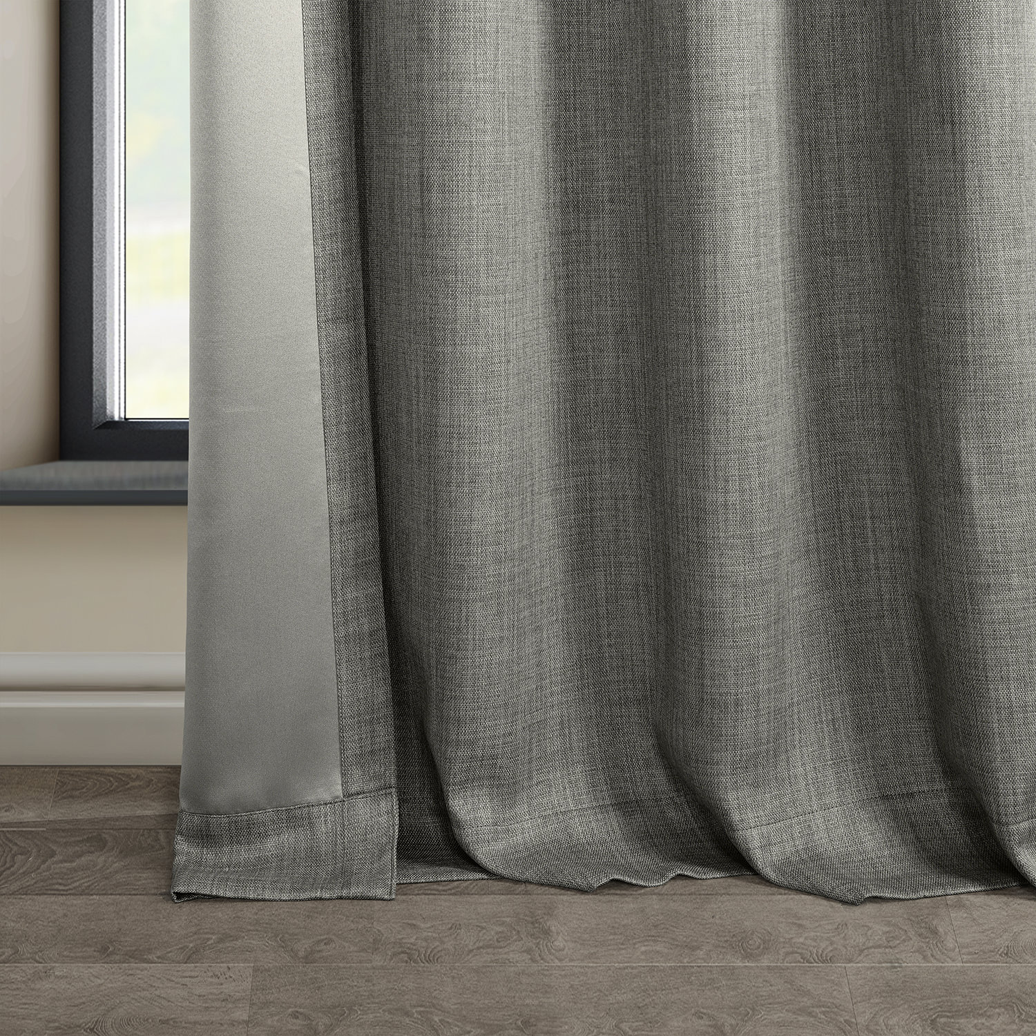 Blazer Grey Faux Linen Grommet Room Darkening Curtain