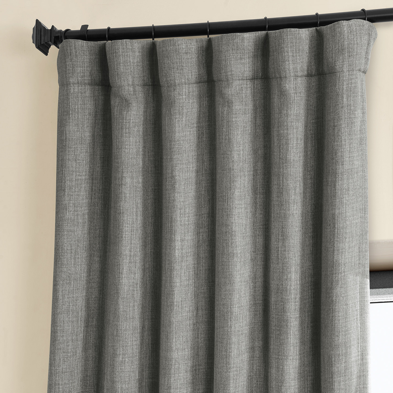 Blazer Grey Faux Linen Room Darkening Curtain