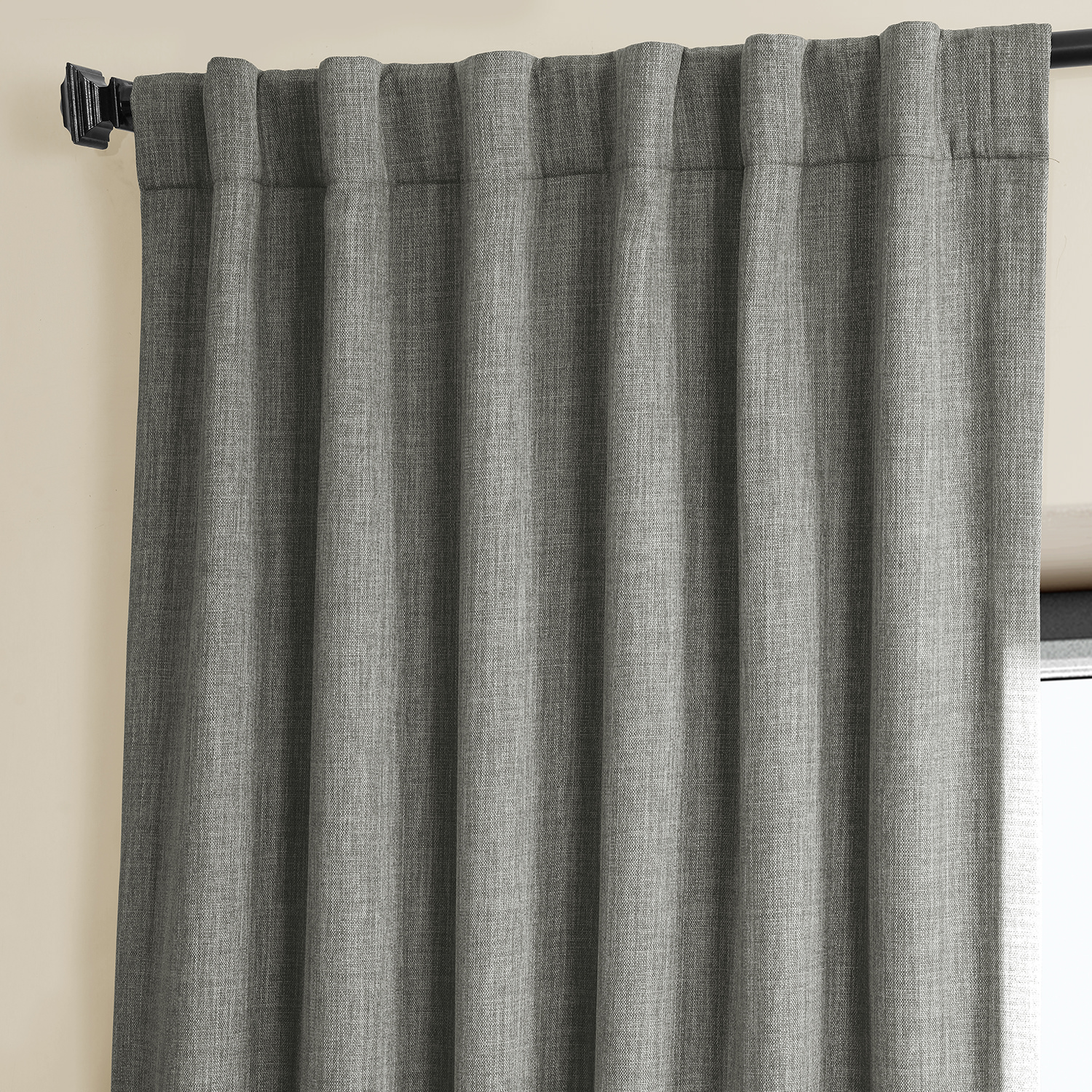 Blazer Grey Faux Linen Room Darkening Curtain