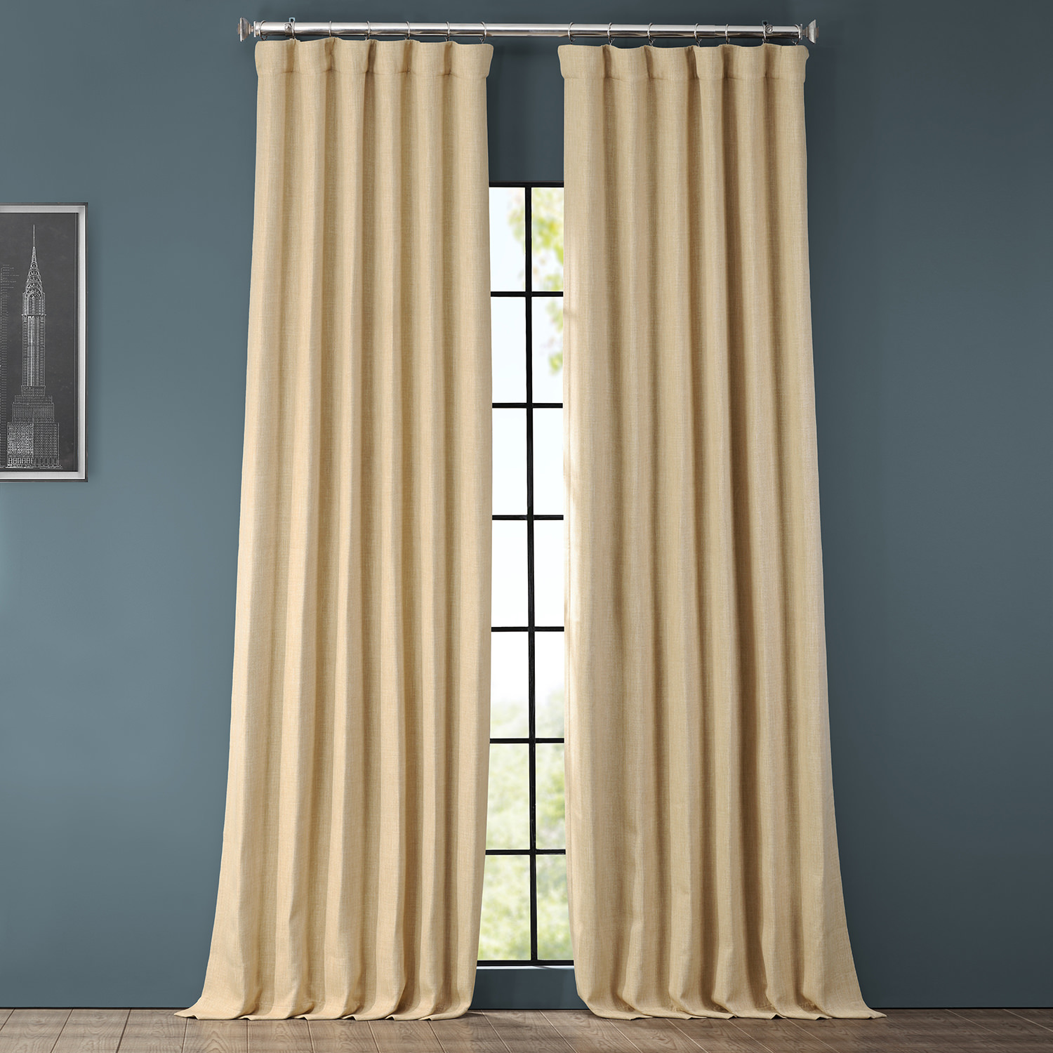 Millet Faux Linen Room Darkening Curtain