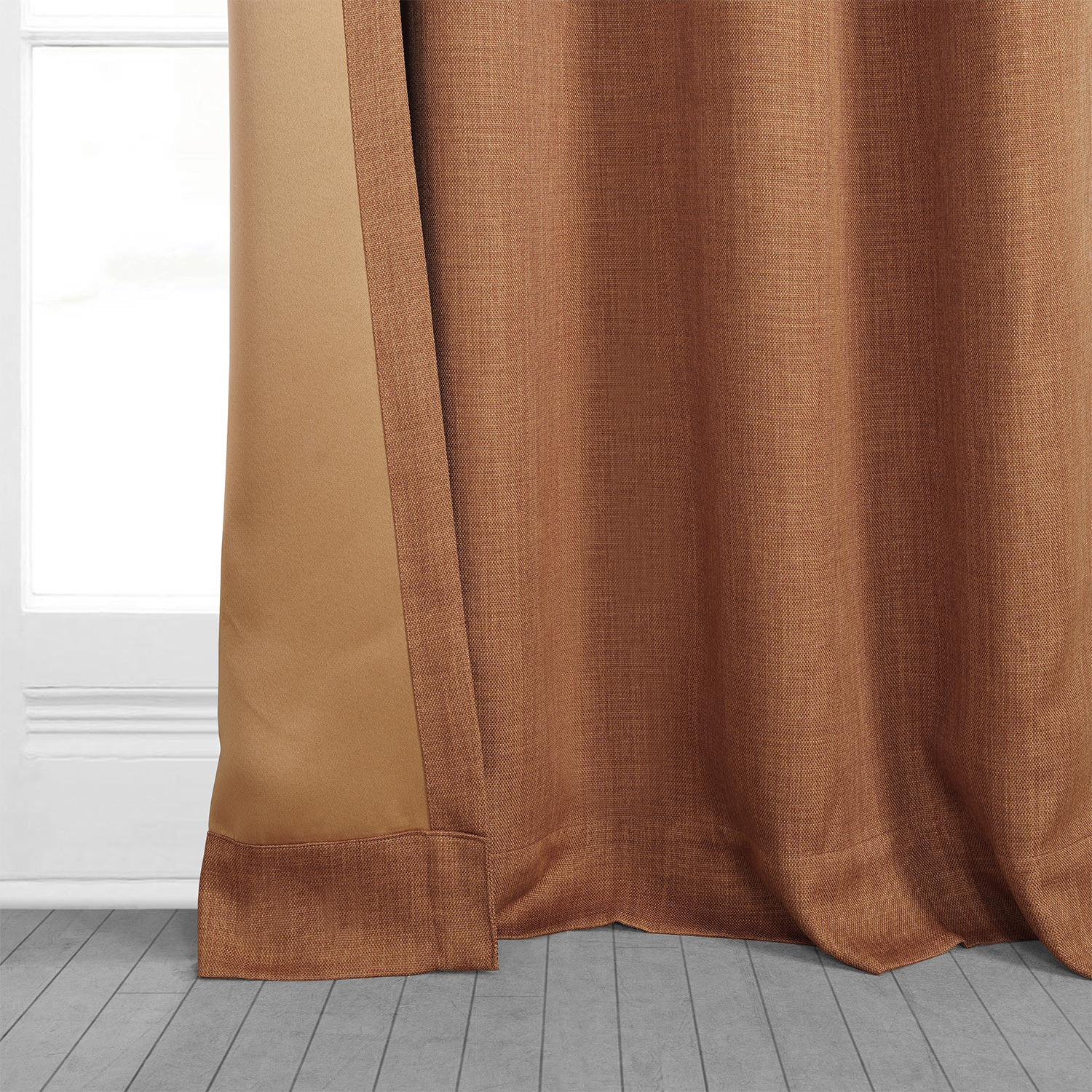 Desert Orange Faux Linen Grommet Room Darkening Curtain