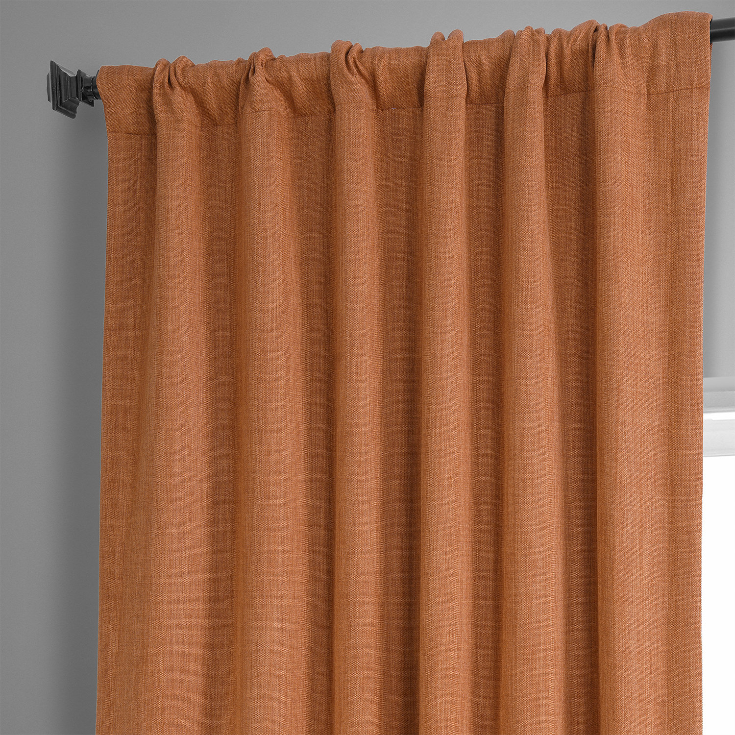 Desert Orange Faux Linen Room Darkening Curtain