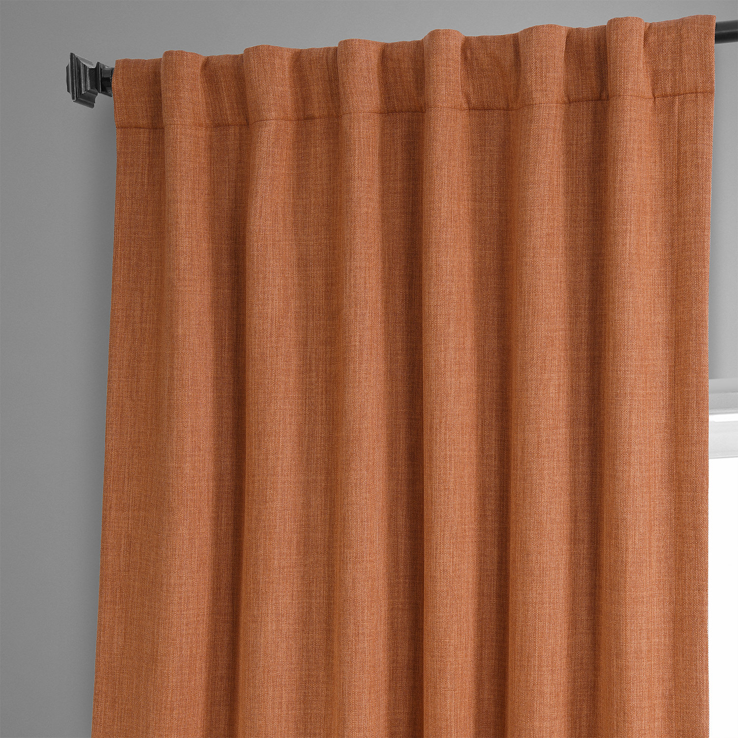 Desert Orange Faux Linen Room Darkening Curtain