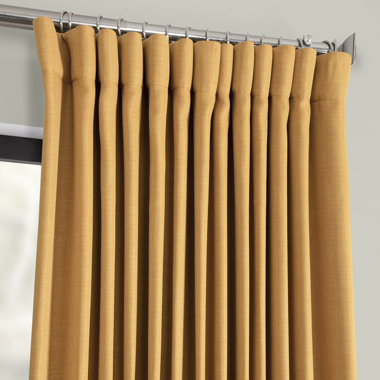 Dandelion Gold Faux Linen Extra Wide Room Darkening Curtain