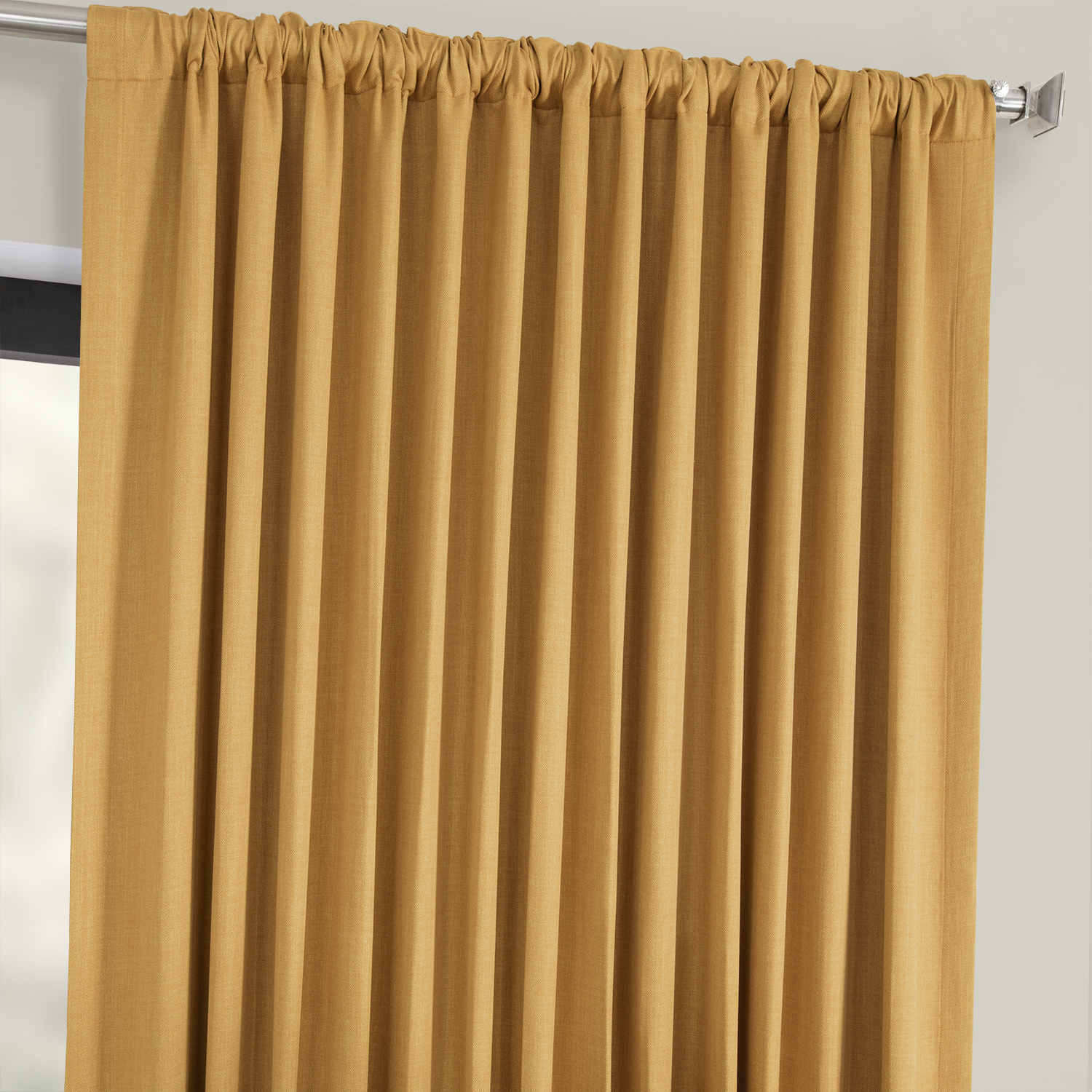 Dandelion Gold Faux Linen Extra Wide Room Darkening Curtain