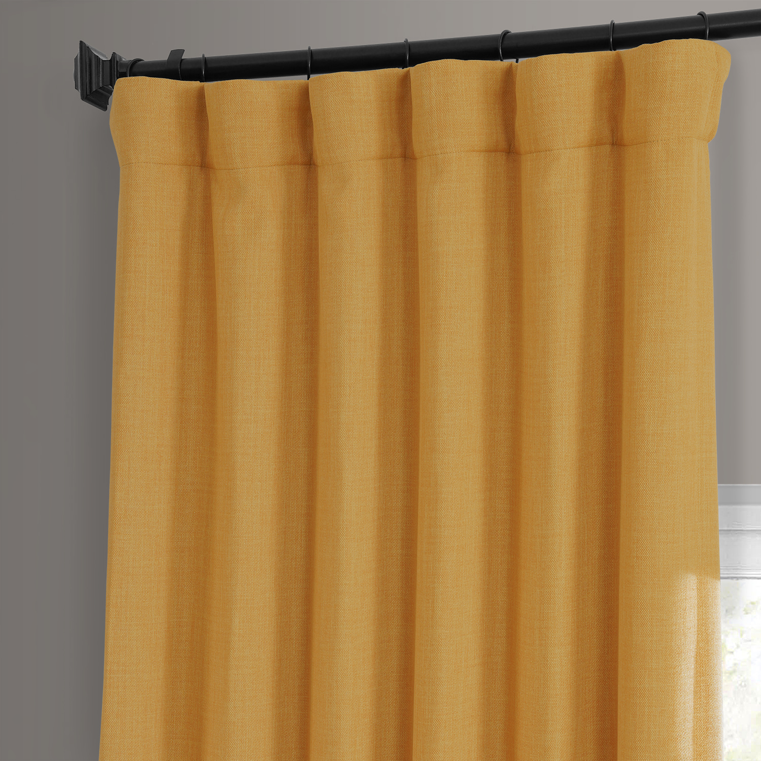 Dandelion Gold Faux Linen Room Darkening Curtain