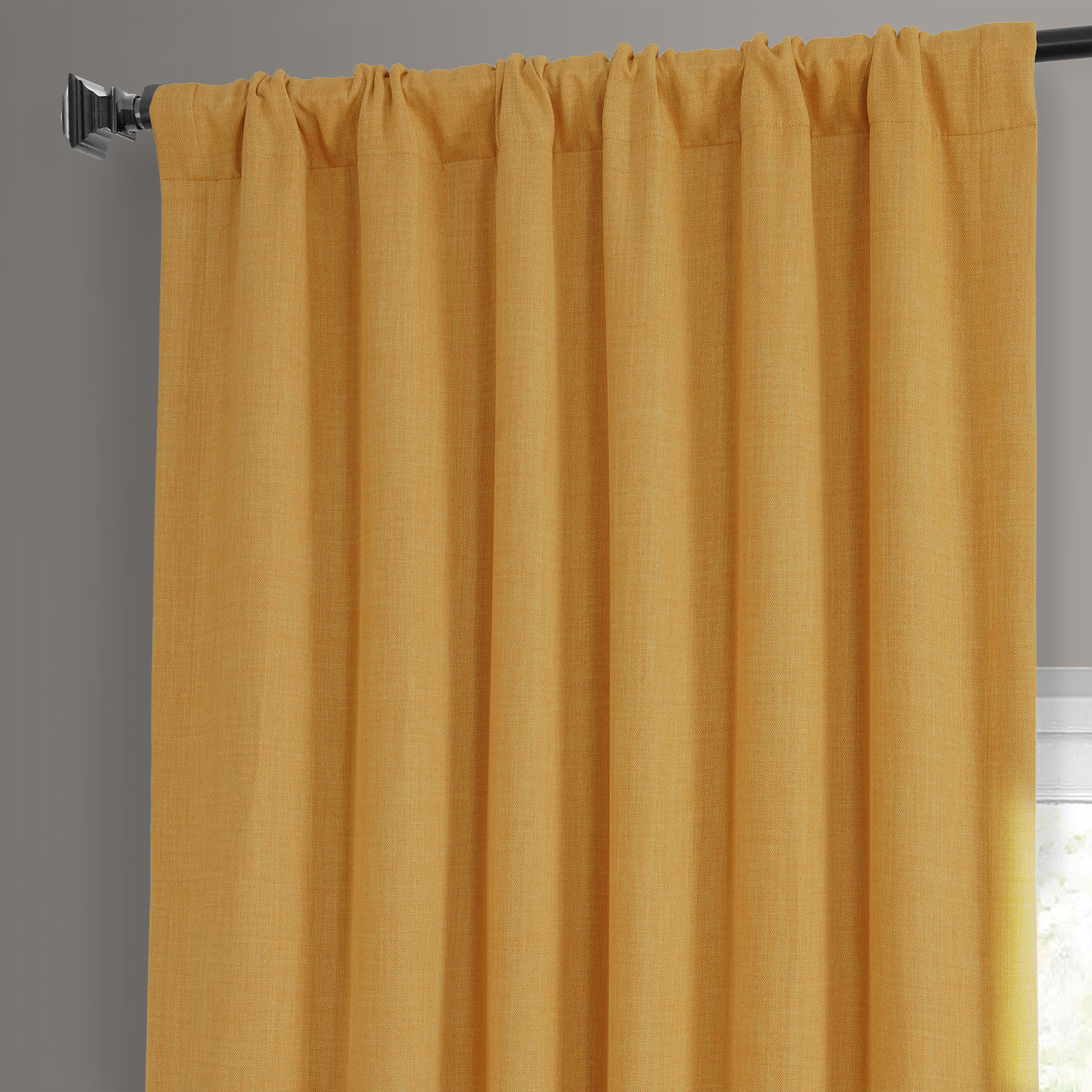 Dandelion Gold Faux Linen Room Darkening Curtain