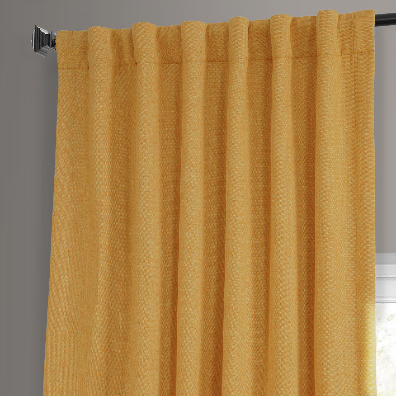 Dandelion Gold Faux Linen Room Darkening Curtain