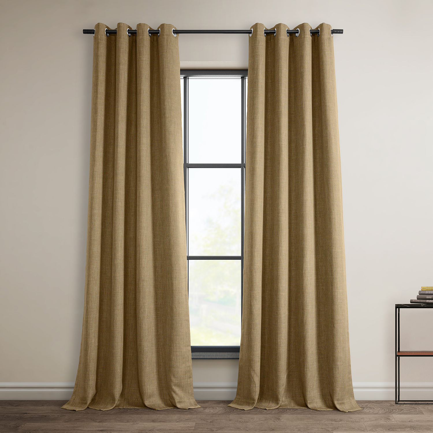 Butterscotch Faux Linen Grommet Room Darkening Curtain