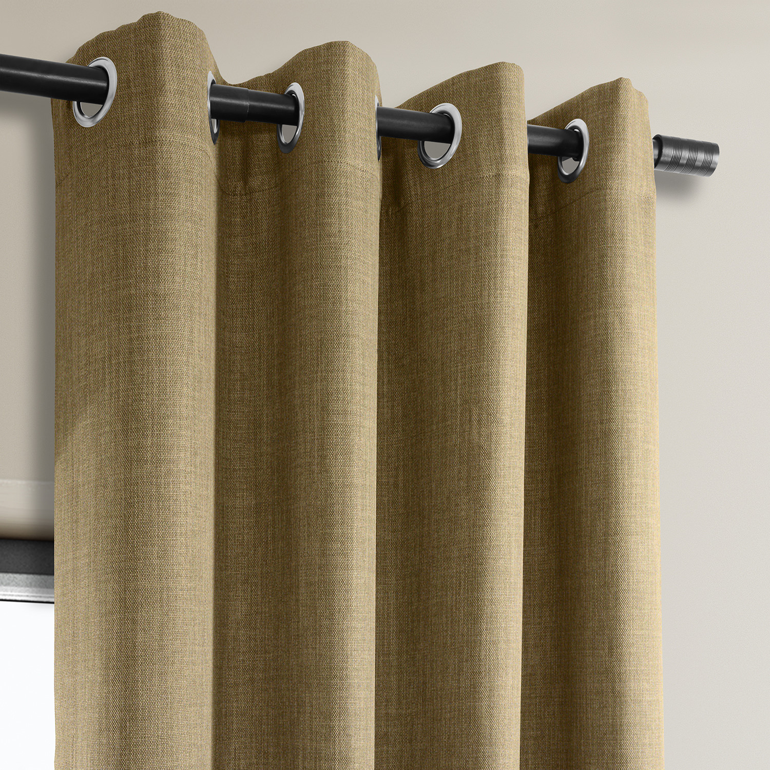 Butterscotch Faux Linen Grommet Room Darkening Curtain