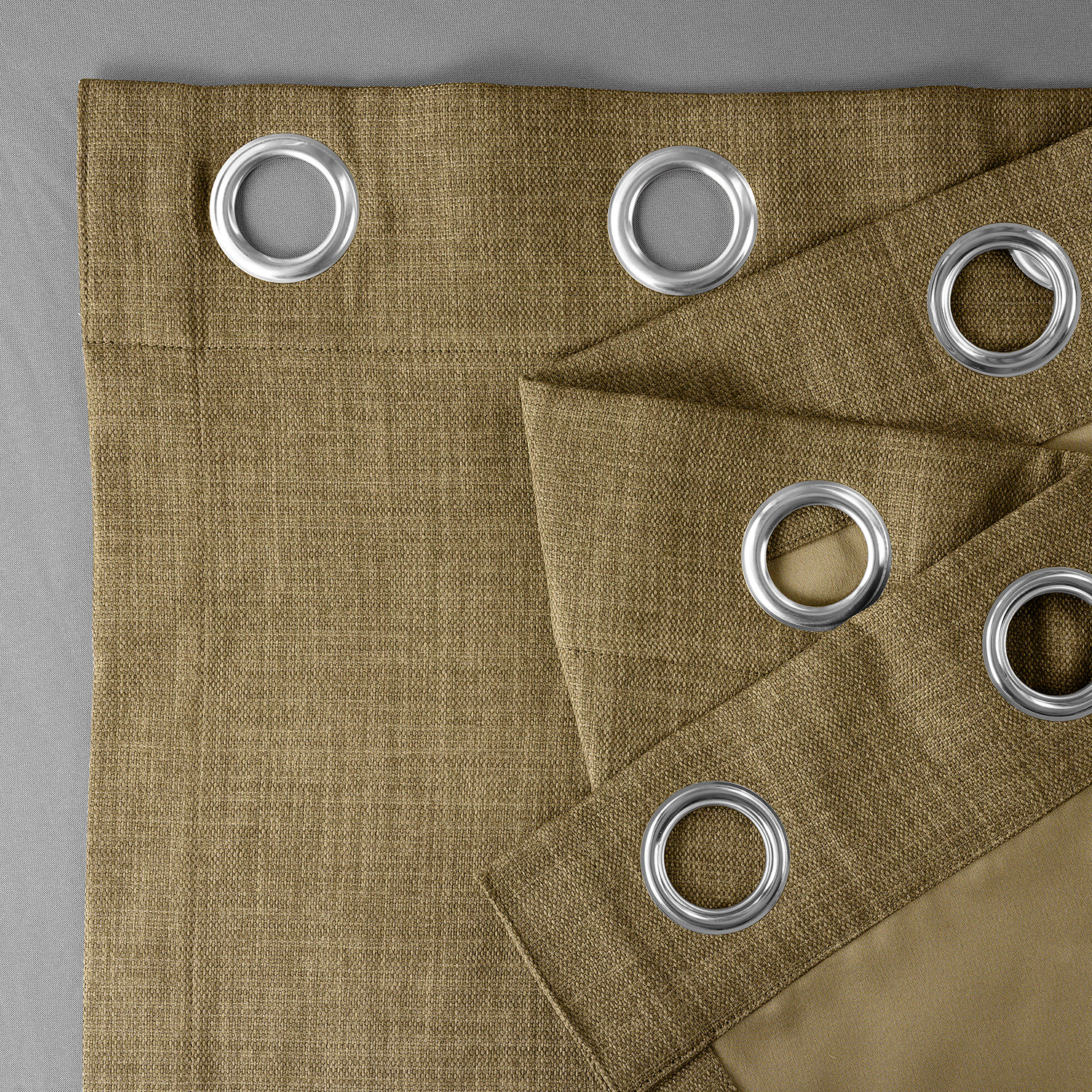 Butterscotch Faux Linen Grommet Room Darkening Curtain