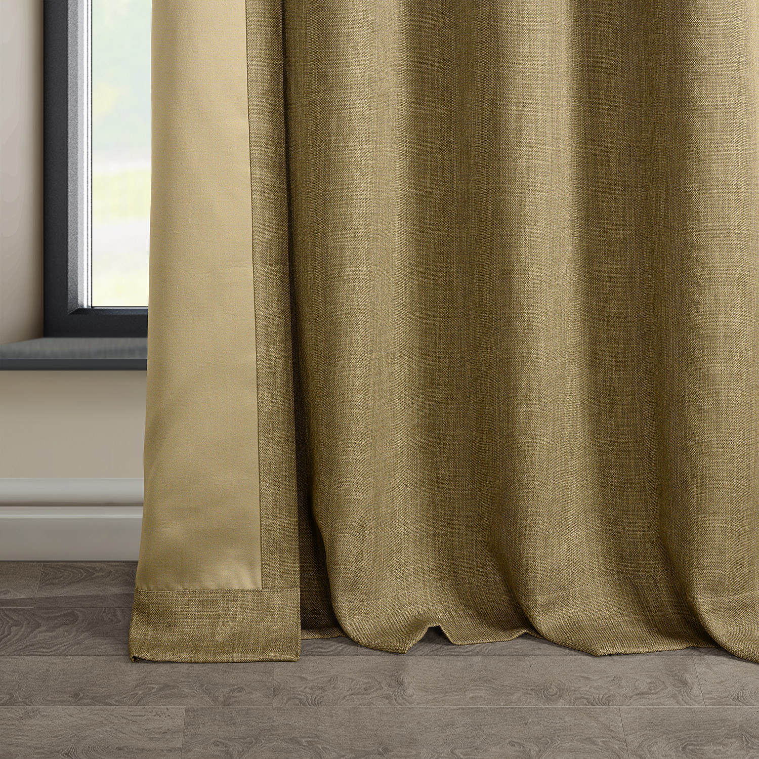 Butterscotch Faux Linen Grommet Room Darkening Curtain