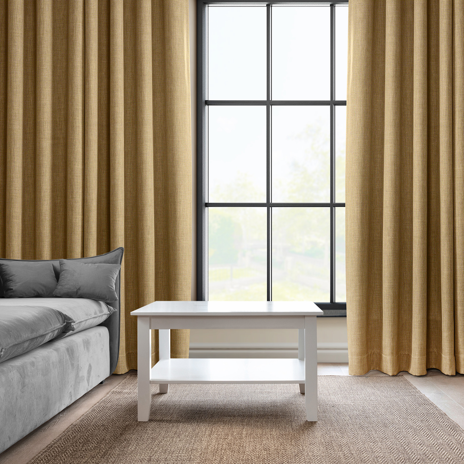 Butterscotch Faux Linen Grommet Room Darkening Curtain