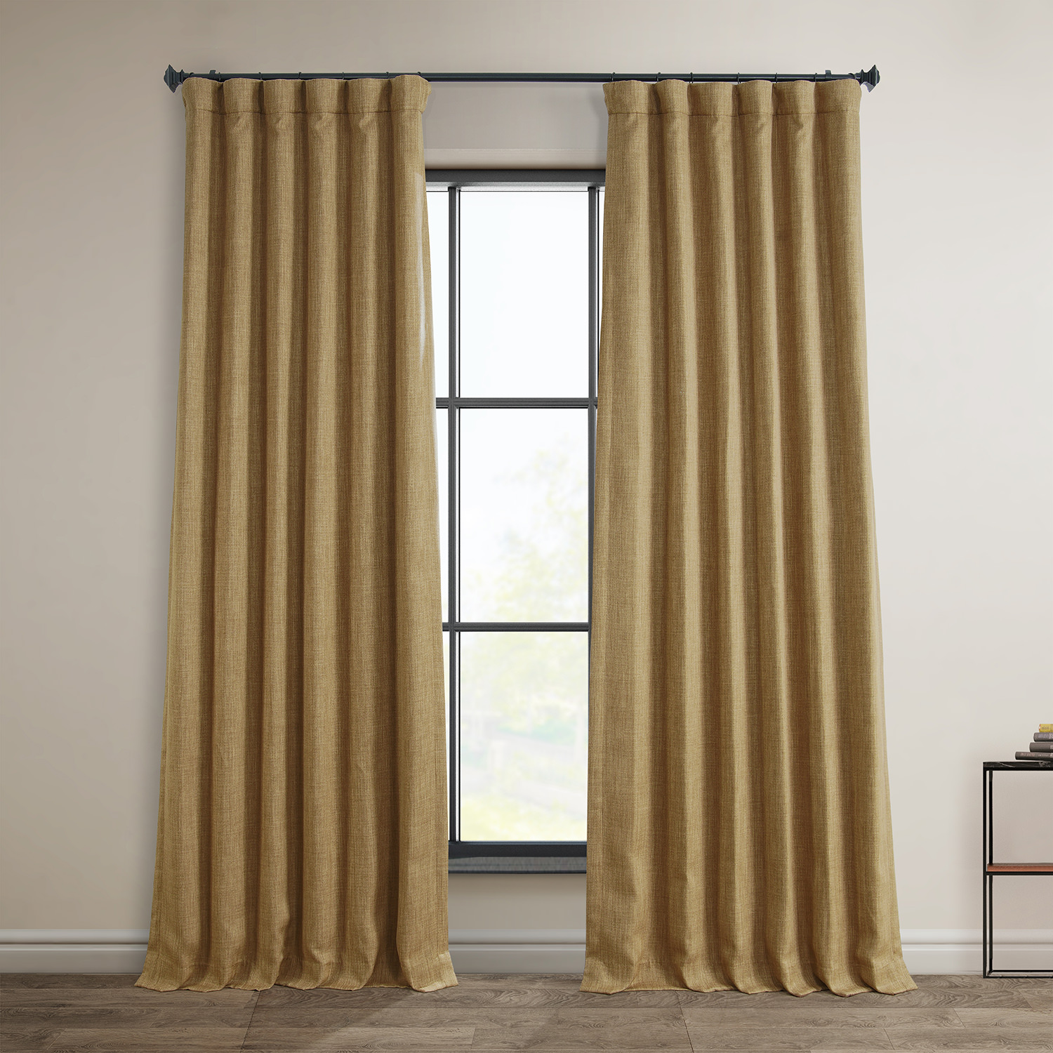 Butterscotch Faux Linen Room Darkening Curtain