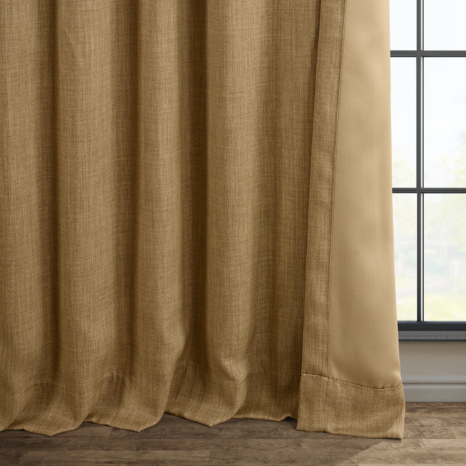 Butterscotch Faux Linen Room Darkening Curtain