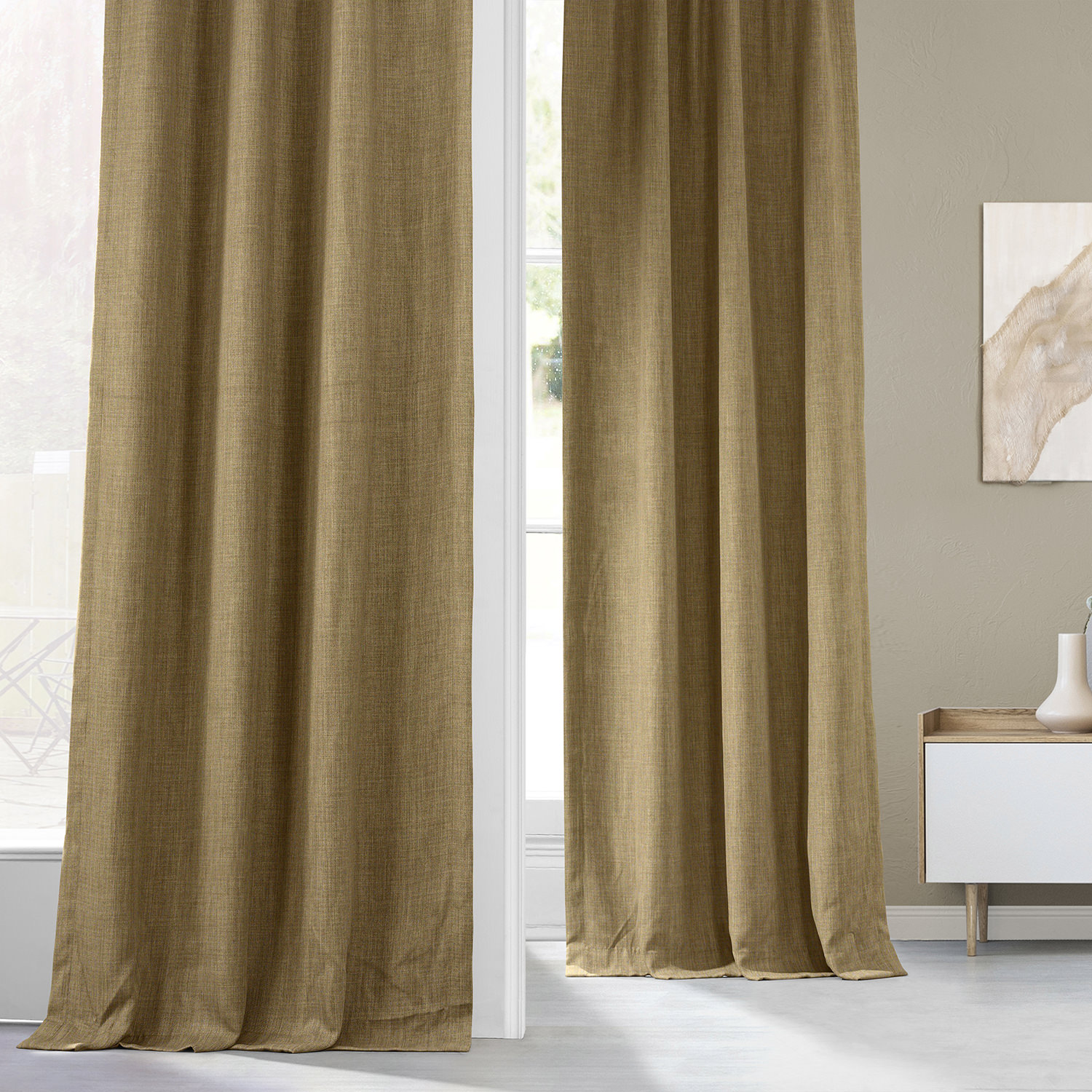 Butterscotch Faux Linen Room Darkening Curtain