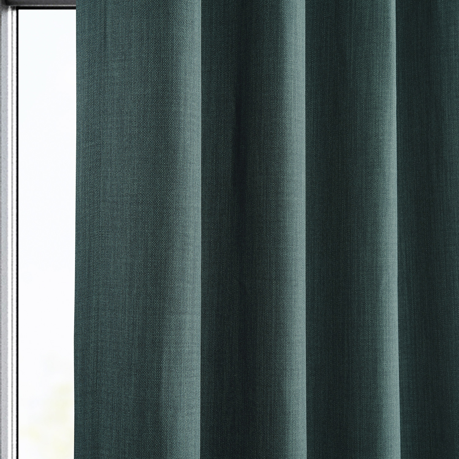 Slate Teal Faux Linen Grommet Room Darkening Curtain