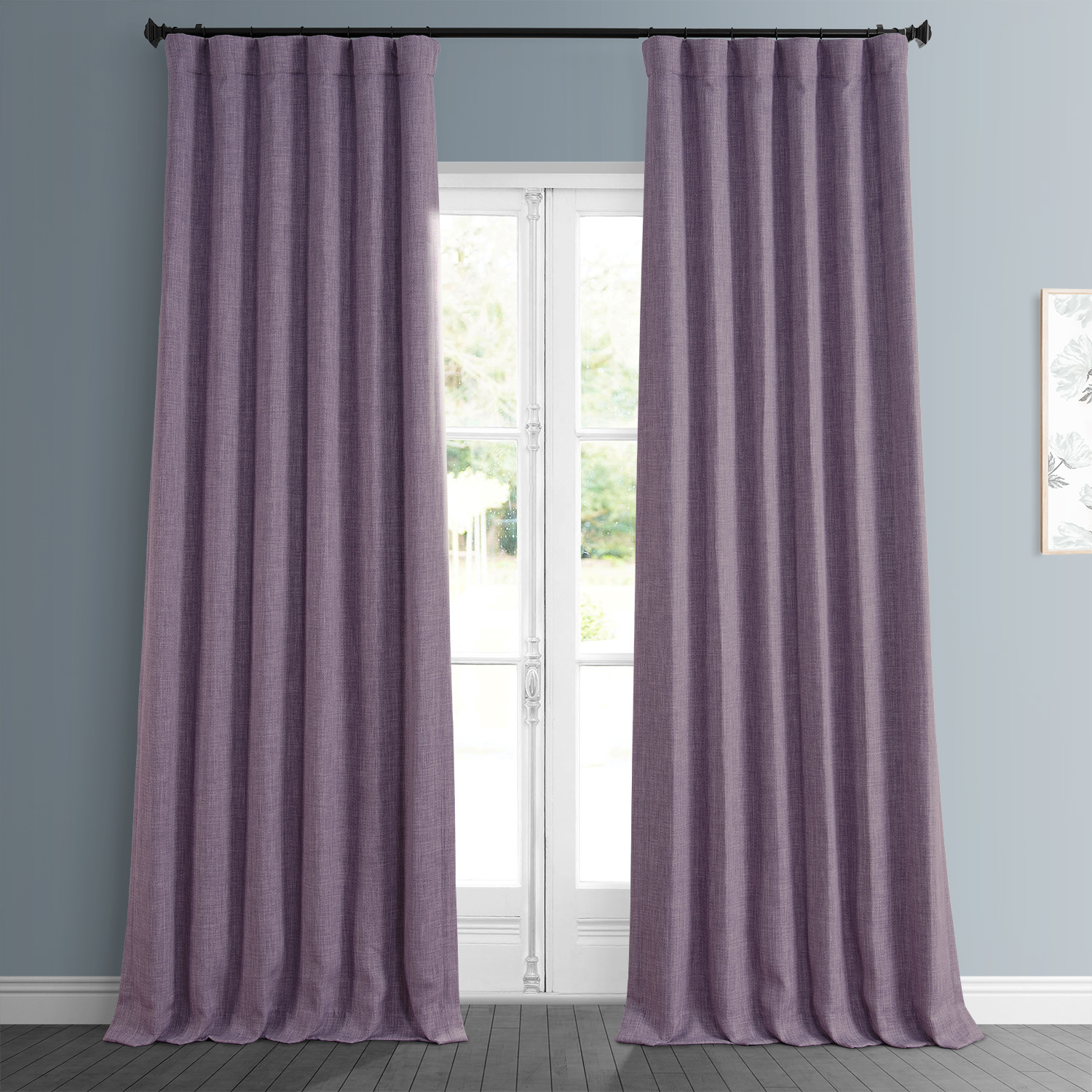 Iris Faux Linen Room Darkening Curtain