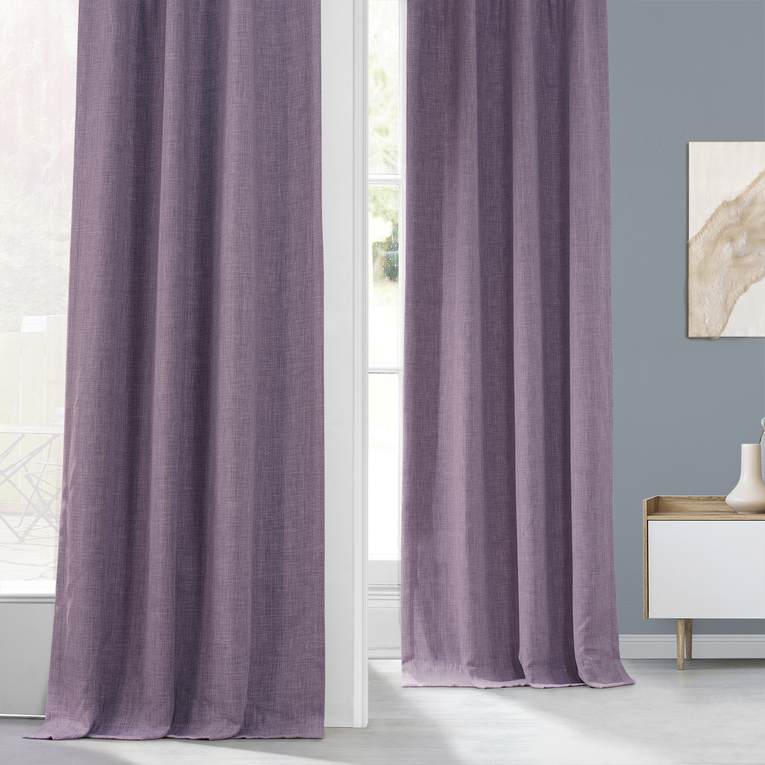 Iris Faux Linen Room Darkening Curtain