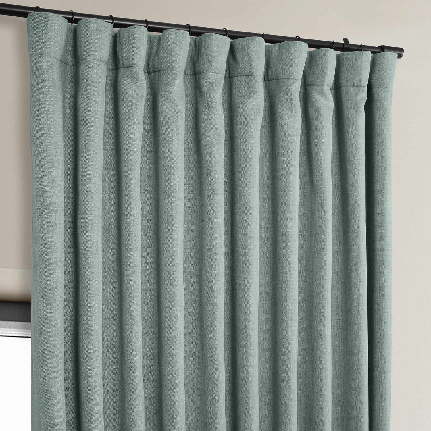 Sea Thistle Faux Linen Extra Wide Room Darkening Curtain