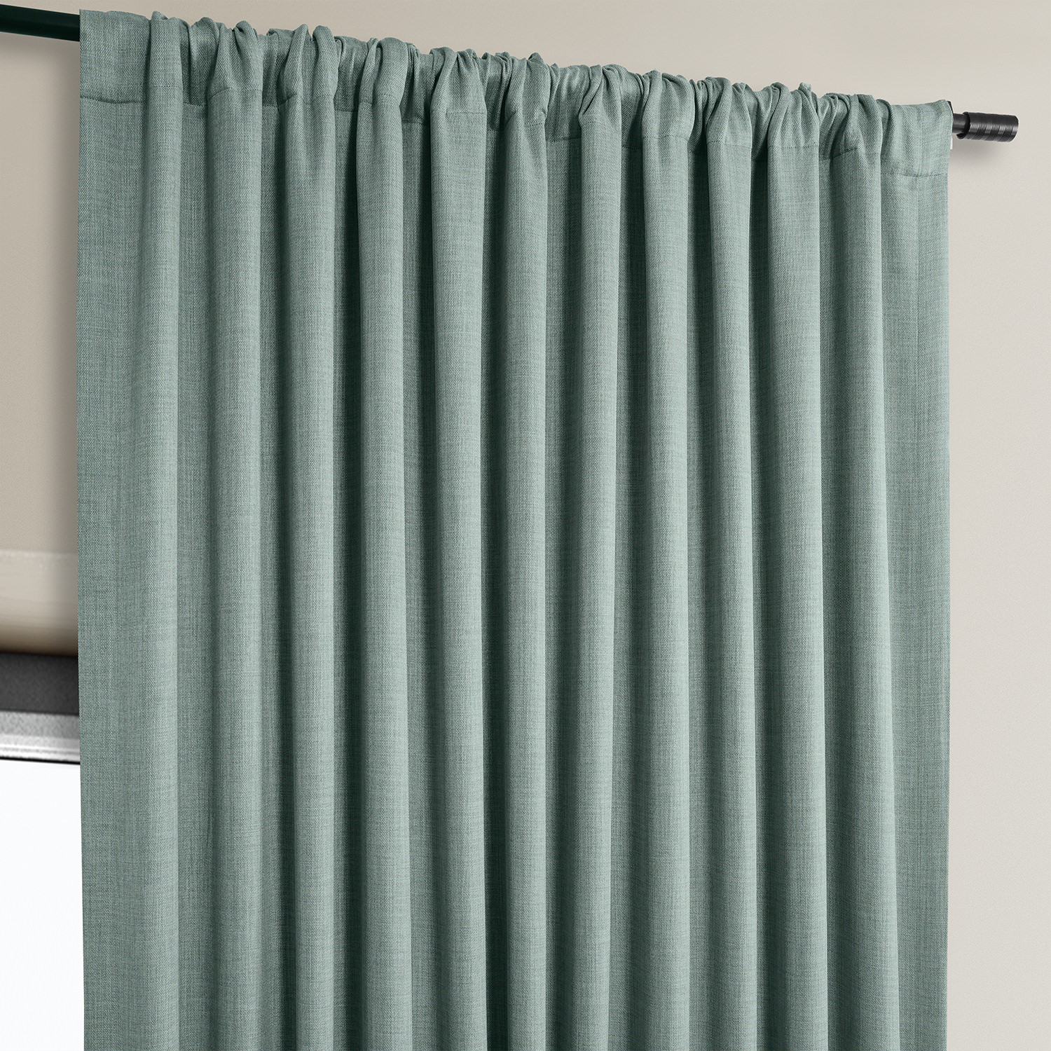 Sea Thistle Faux Linen Extra Wide Room Darkening Curtain