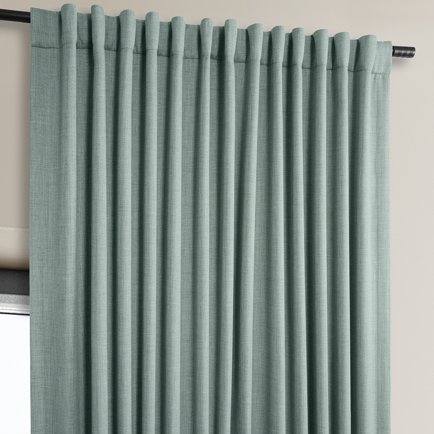 Sea Thistle Faux Linen Extra Wide Room Darkening Curtain