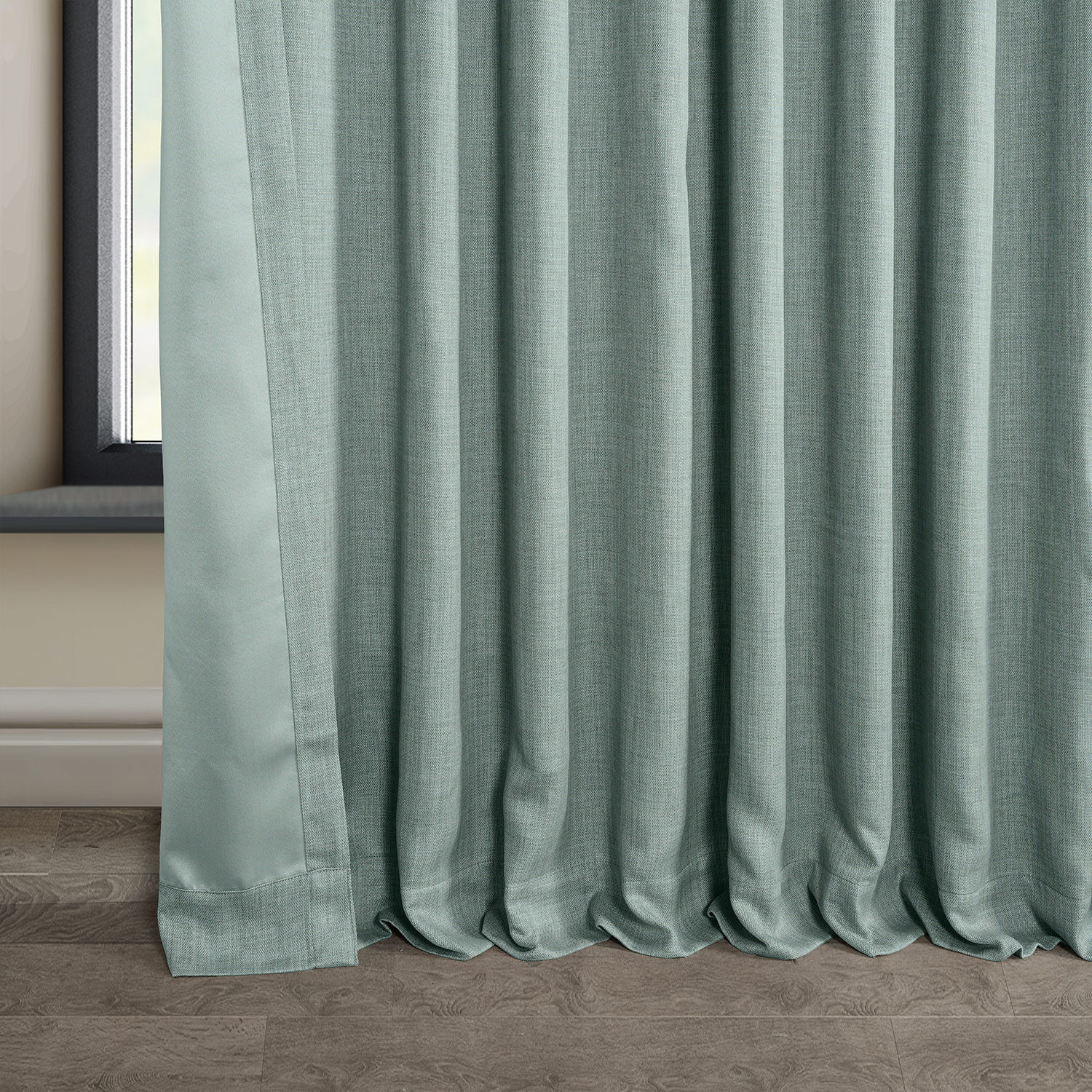 Sea Thistle Faux Linen Extra Wide Room Darkening Curtain