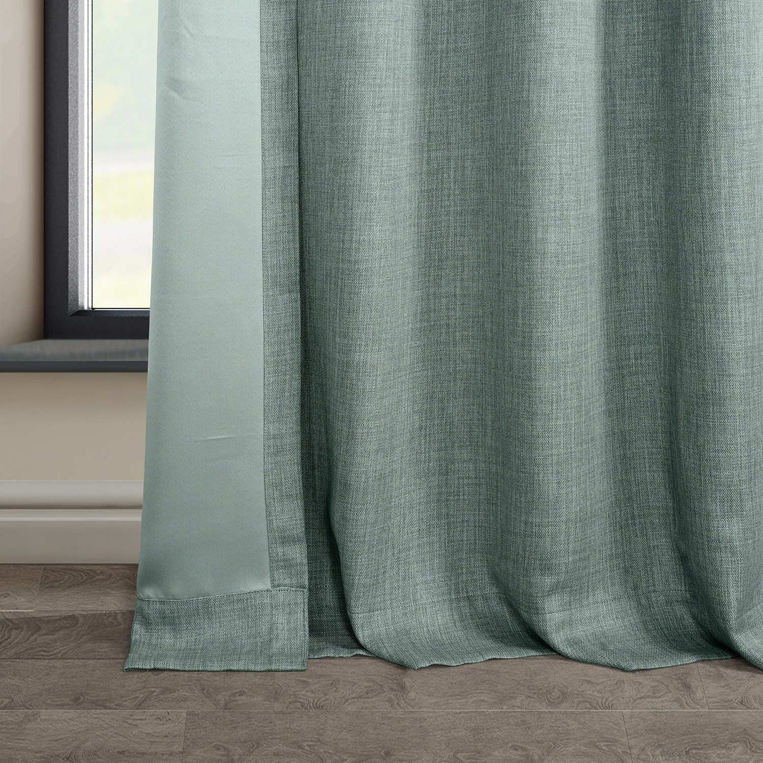 Sea Thistle Faux Linen Grommet Room Darkening Curtain