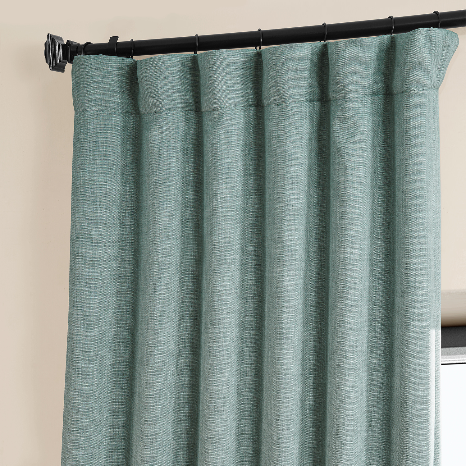 Sea Thistle Faux Linen Room Darkening Curtain