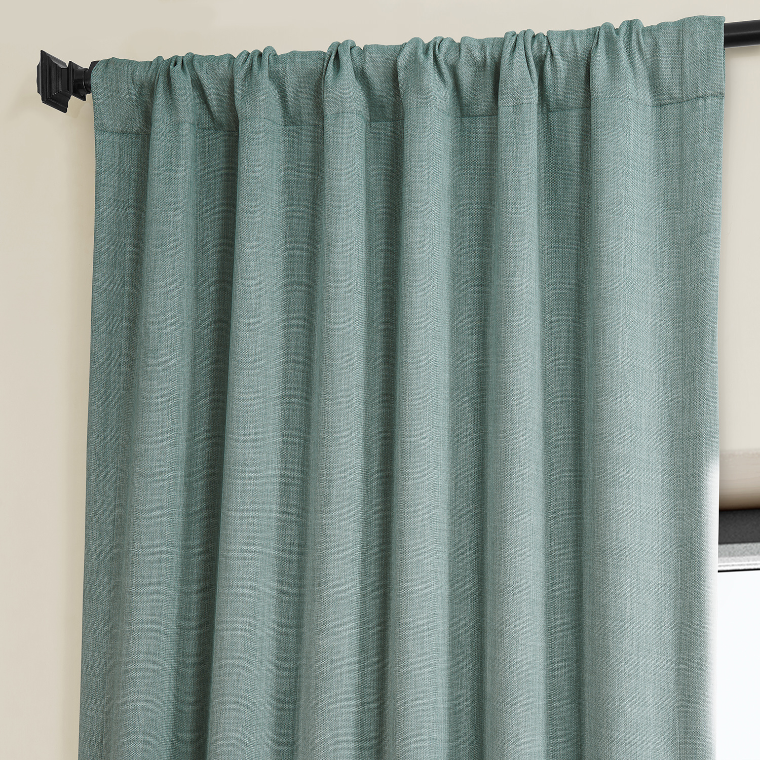 Sea Thistle Faux Linen Room Darkening Curtain