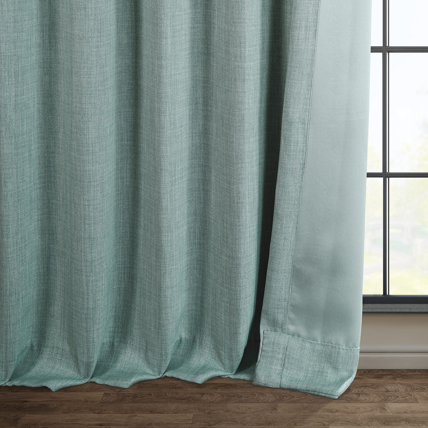 Sea Thistle Faux Linen Room Darkening Curtain