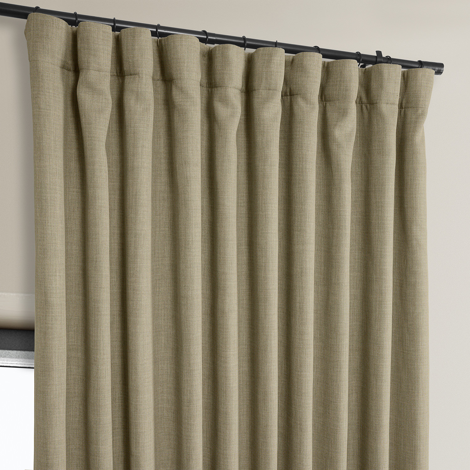 Nomad Tan Faux Linen Extra Wide Room Darkening Curtain