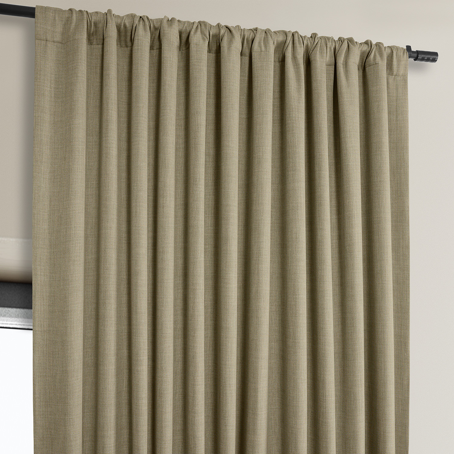 Nomad Tan Faux Linen Extra Wide Room Darkening Curtain