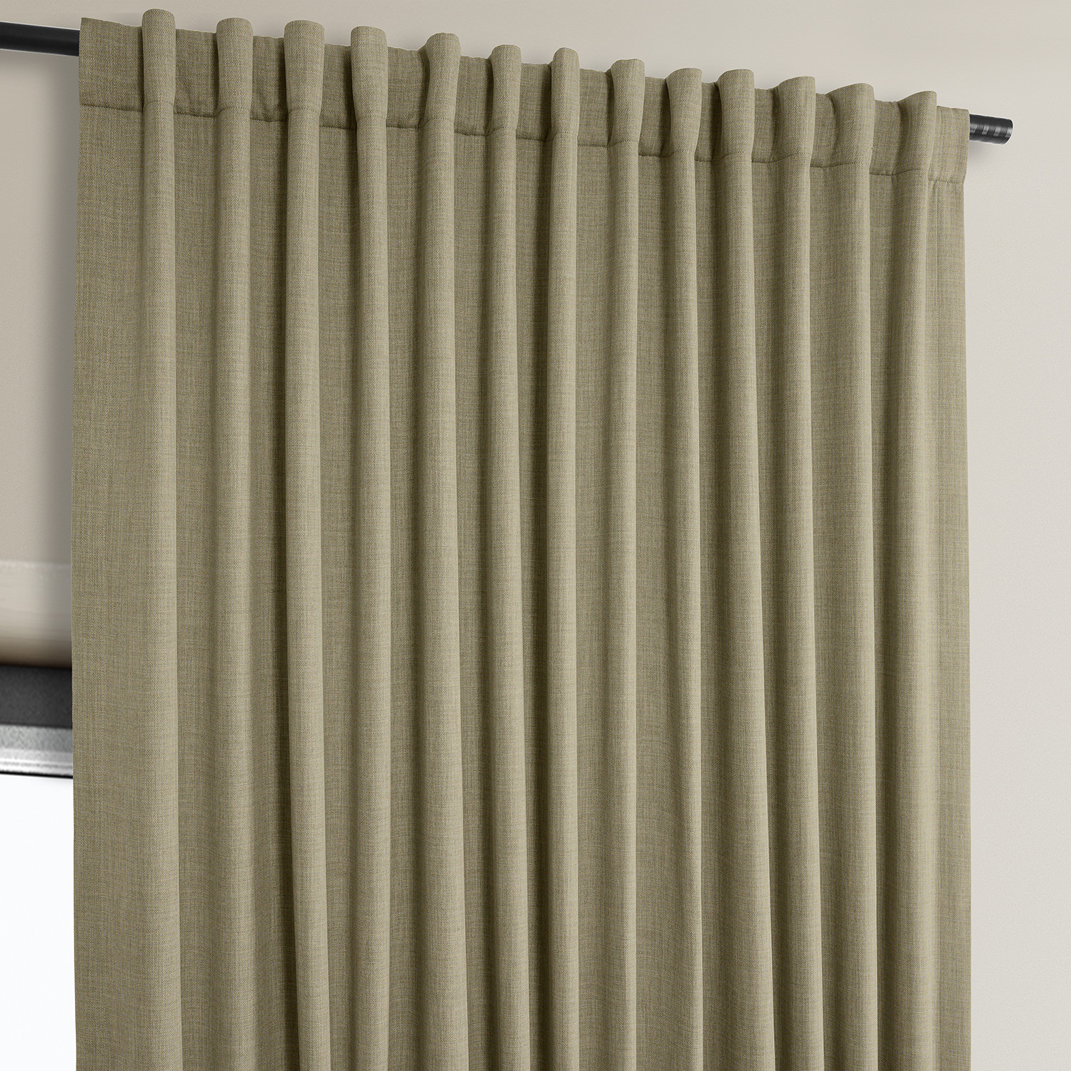 Nomad Tan Faux Linen Extra Wide Room Darkening Curtain