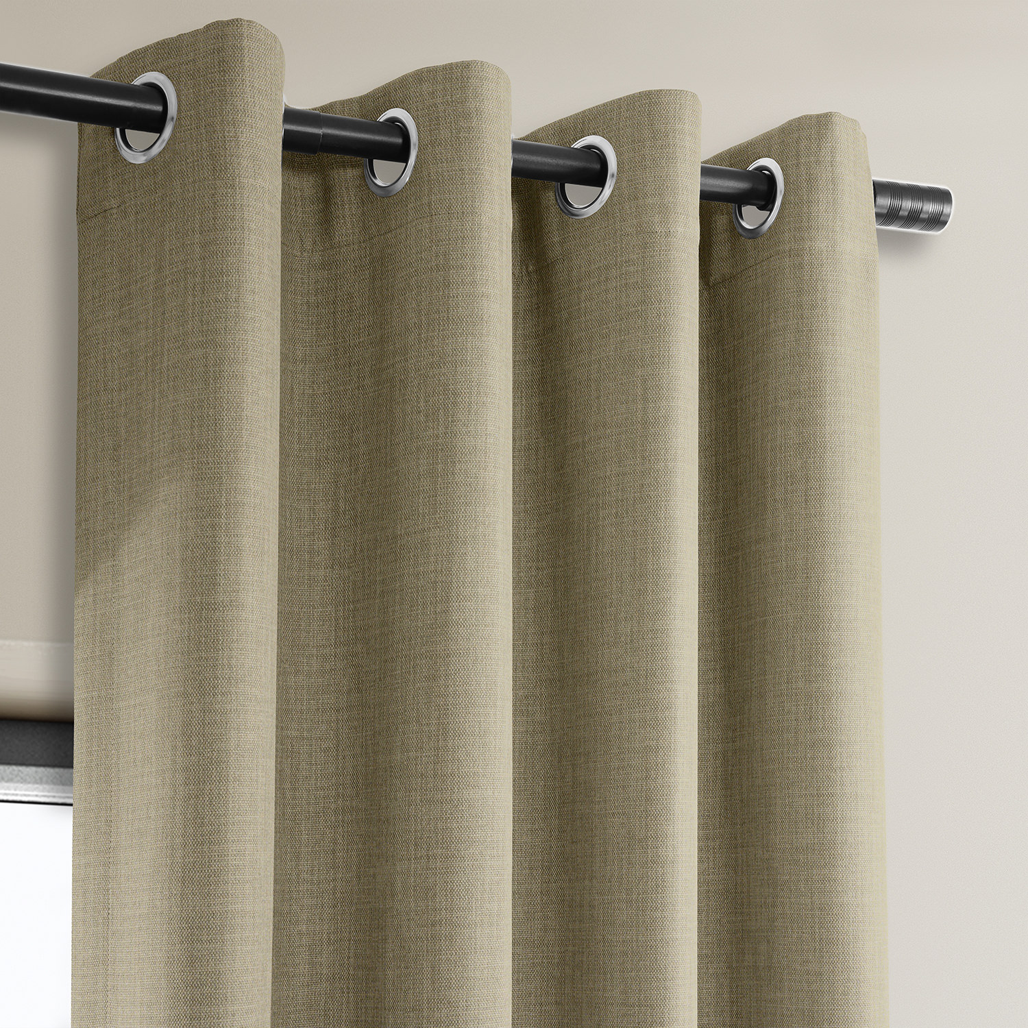 Nomad Tan Faux Linen Grommet Room Darkening Curtain