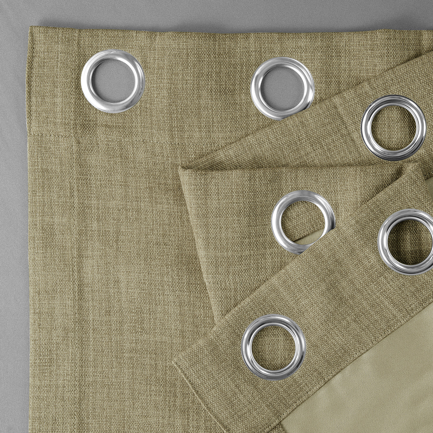 Nomad Tan Faux Linen Grommet Room Darkening Curtain