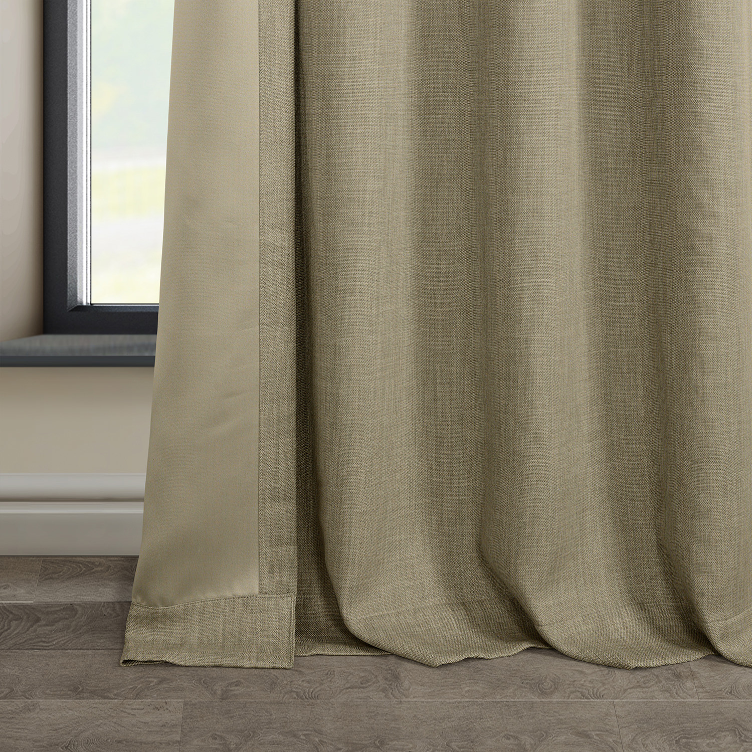 Nomad Tan Faux Linen Grommet Room Darkening Curtain