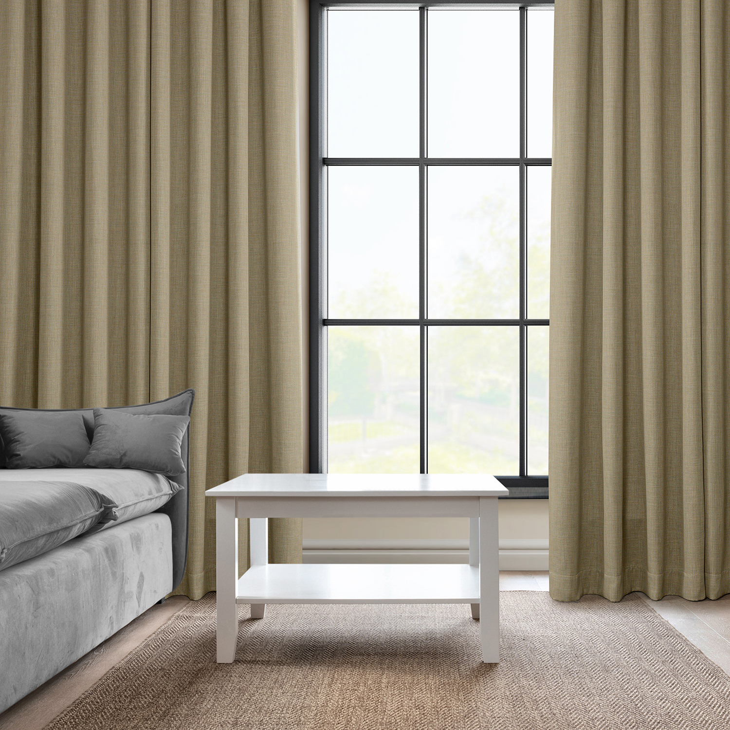 Nomad Tan Faux Linen Grommet Room Darkening Curtain