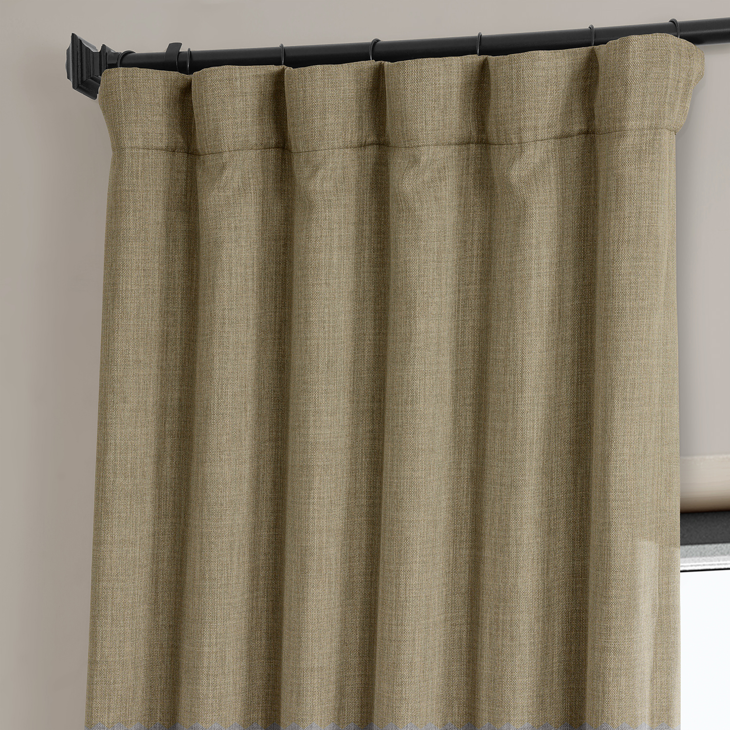 Nomad Tan Faux Linen Room Darkening Curtain