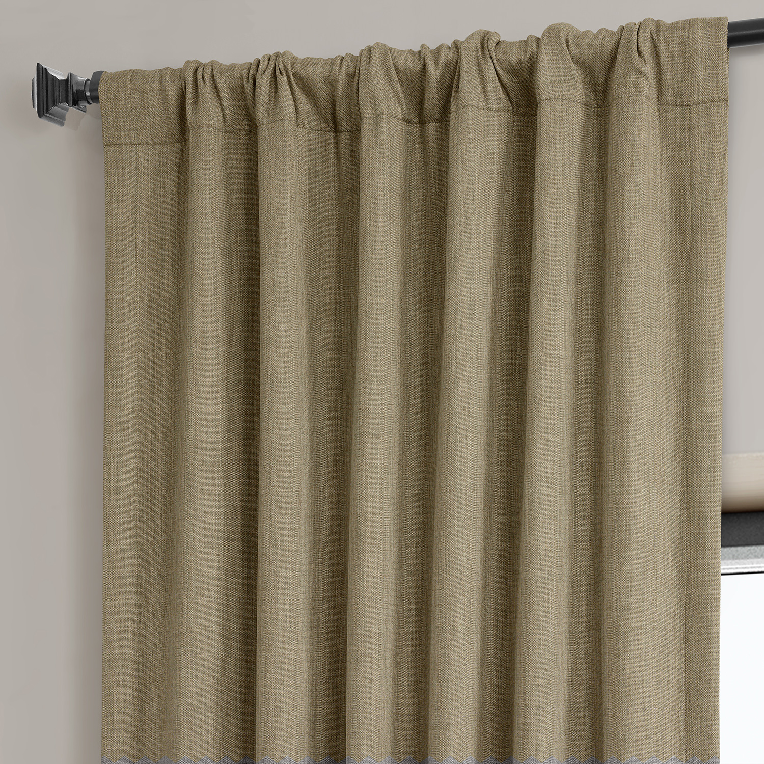 Nomad Tan Faux Linen Room Darkening Curtain