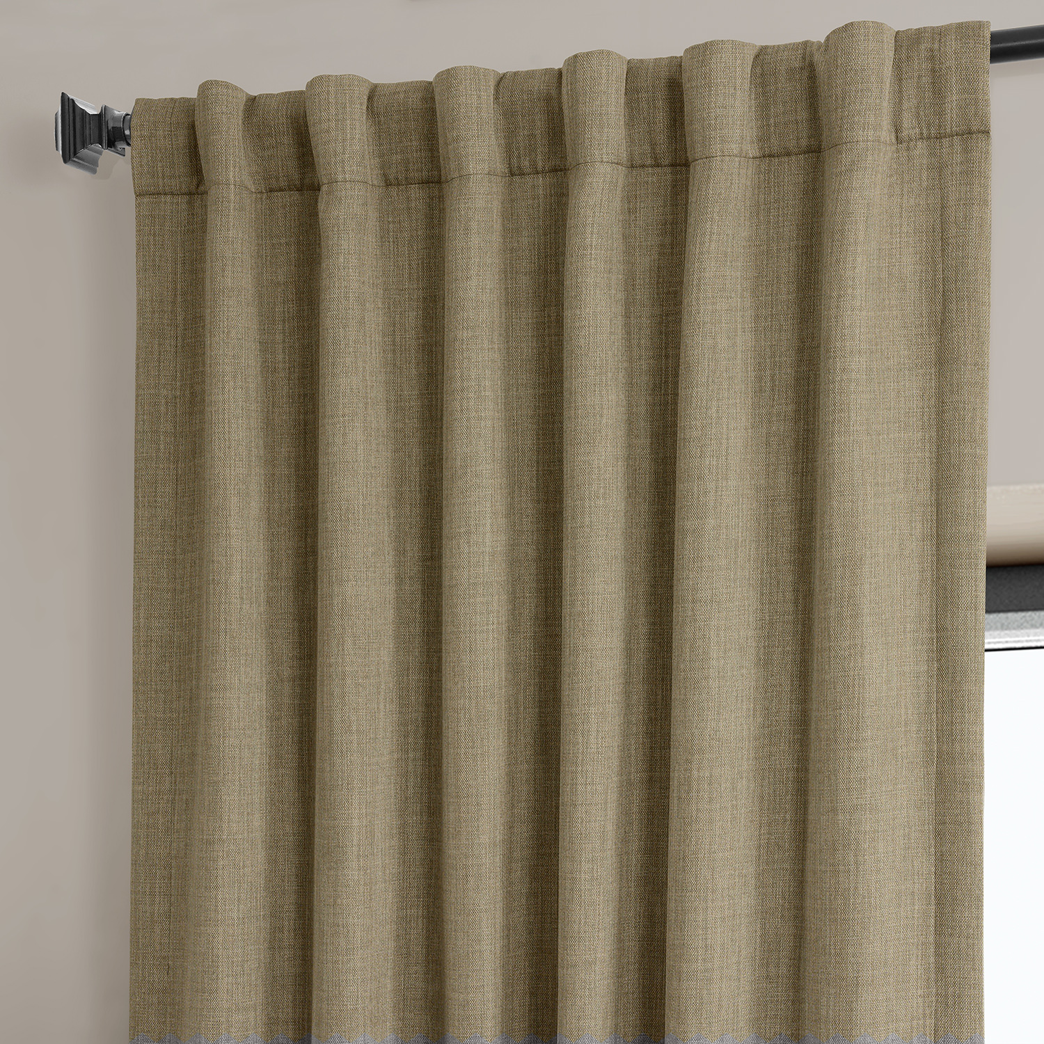 Nomad Tan Faux Linen Room Darkening Curtain