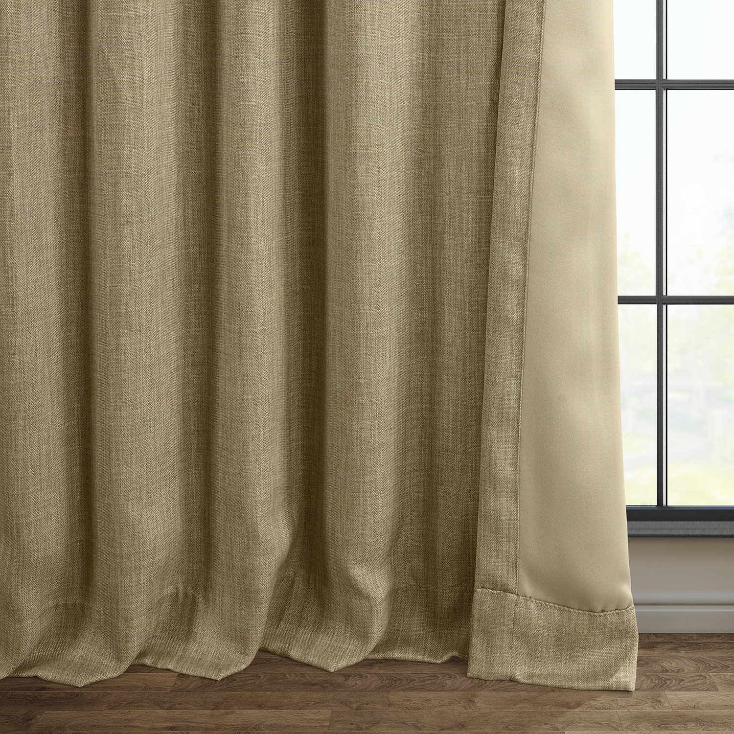 Nomad Tan Faux Linen Room Darkening Curtain